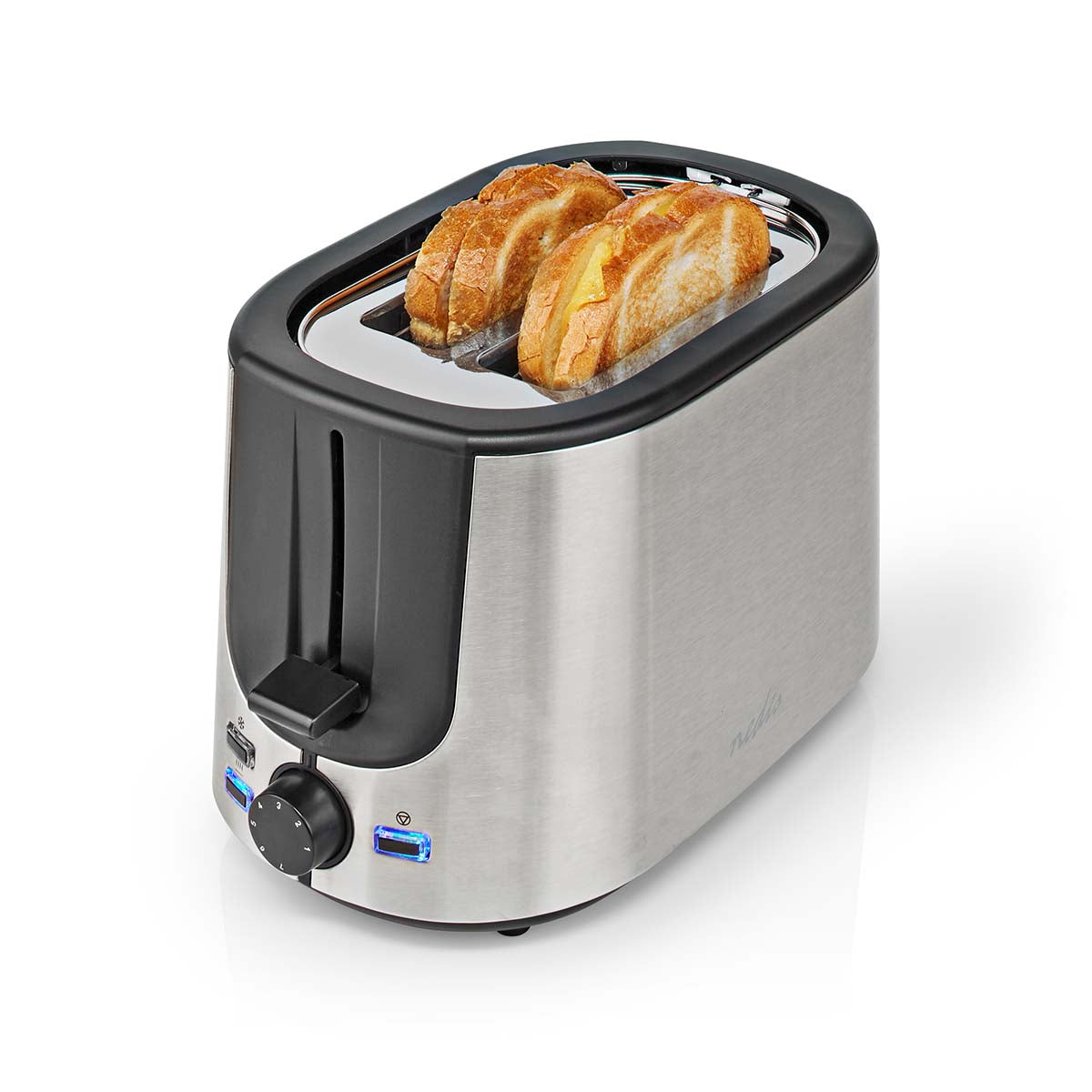 Toaster | Edelstahl Serie | 2 Steckplätze | Bräunungsstufen: 7 | Auftaufunktion | Brötchenaufsatz | Aluminium