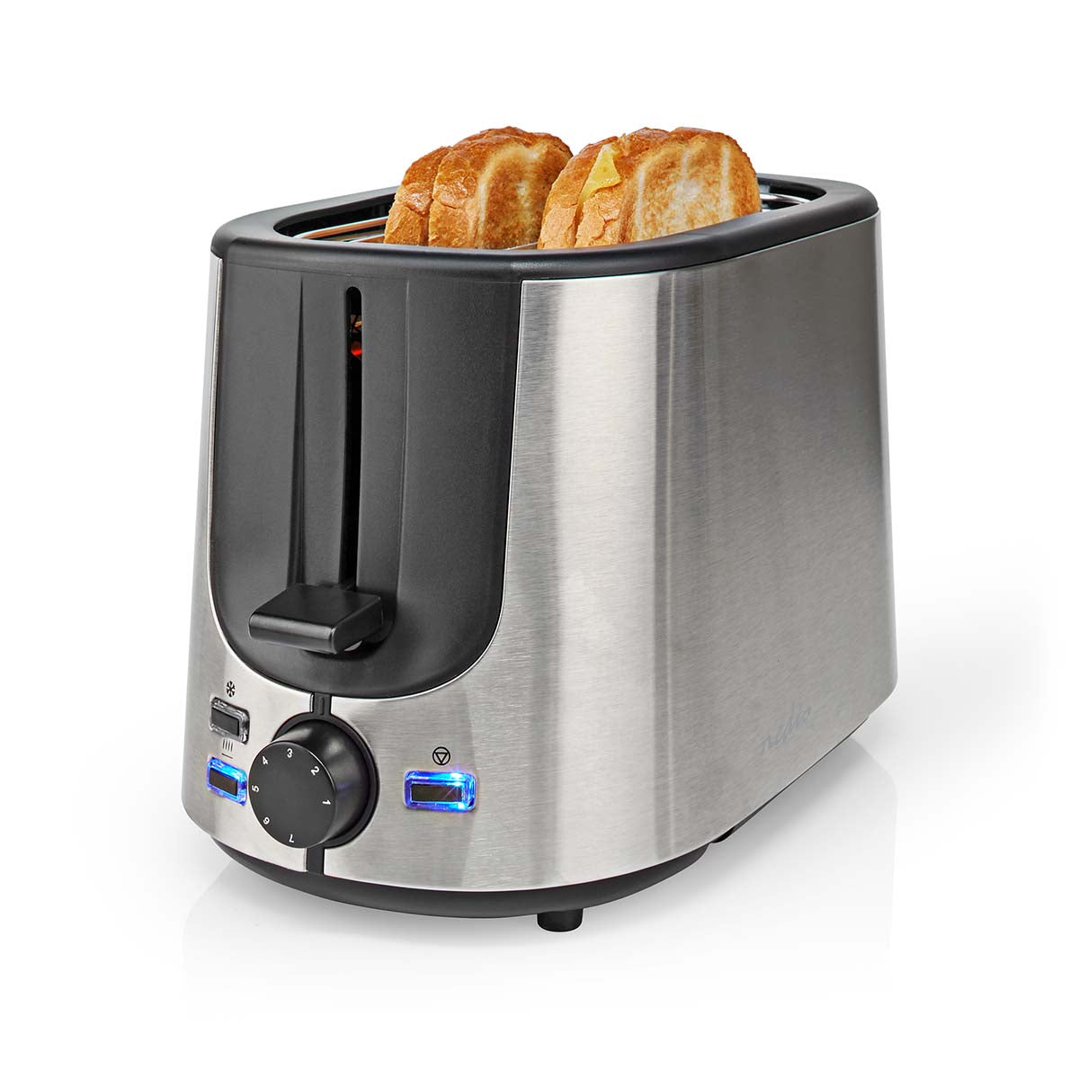 Toaster | Edelstahl Serie | 2 Steckplätze | Bräunungsstufen: 7 | Auftaufunktion | Brötchenaufsatz | Aluminium