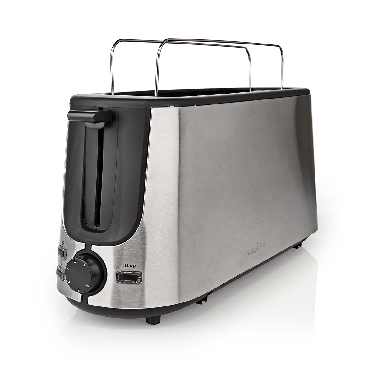 Toaster | Edelstahl Serie | 1 Steckplätz | Bräunungsstufen: 6 | Auftaufunktion | Brötchenaufsatz | Aluminium