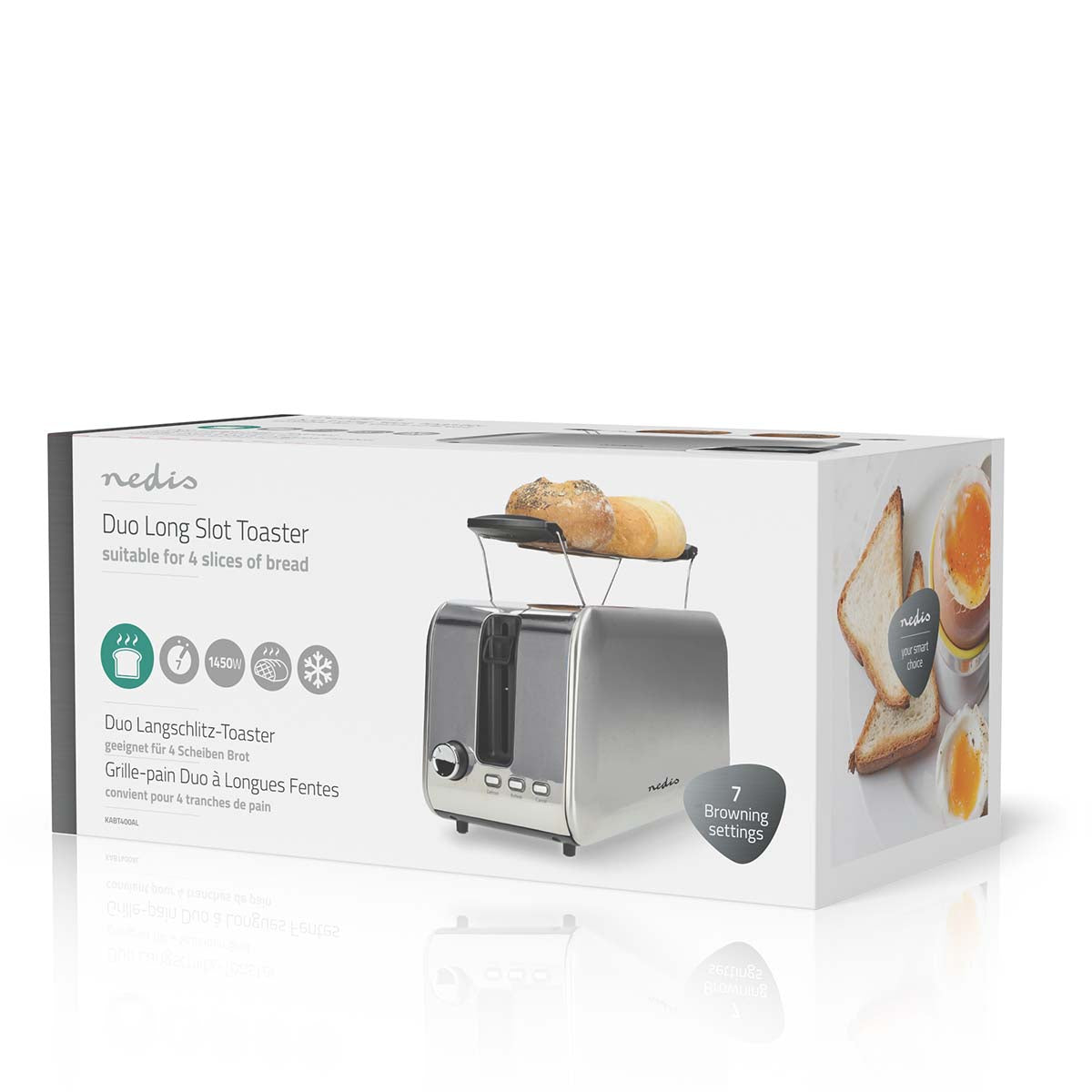 Toaster | 2 Steckplätze | Bräunungsstufen: 7 | Auftaufunktion | Aluminium / Silber