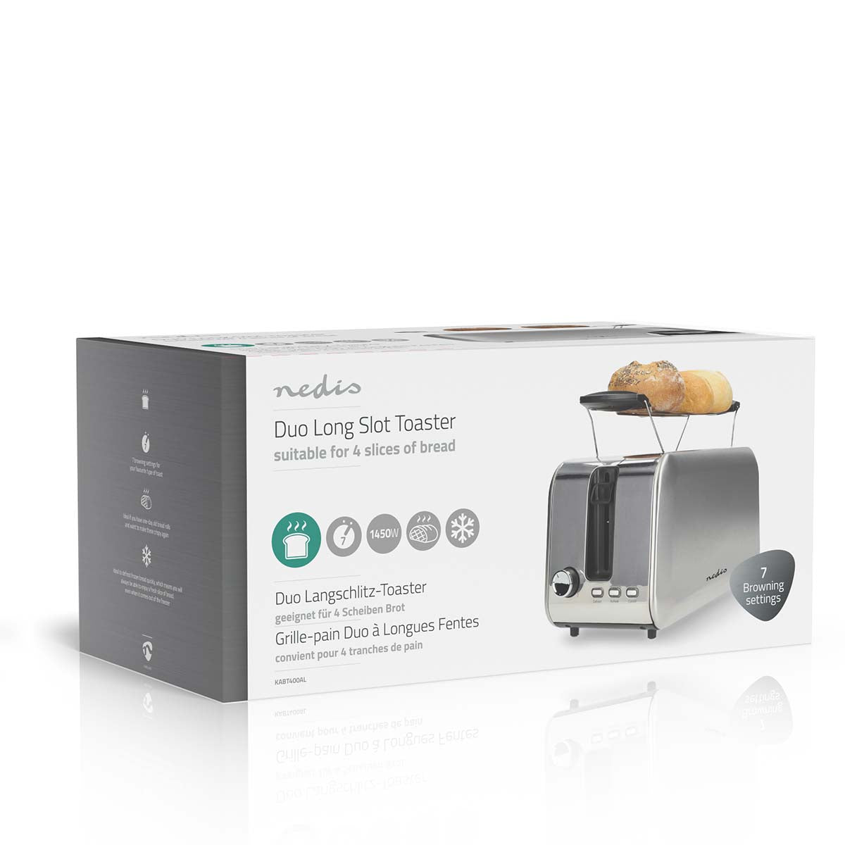 Toaster | 2 Steckplätze | Bräunungsstufen: 7 | Auftaufunktion | Aluminium / Silber