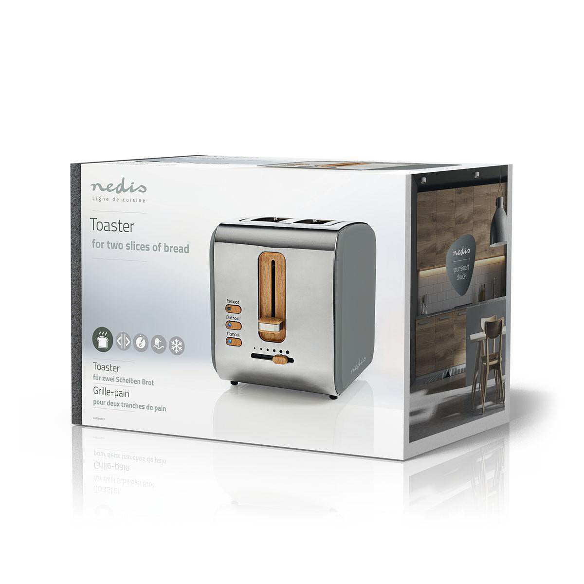 Toaster | Soft Touch Serie | 2 Steckplätze | Bräunungsstufen: 6 | Auftaufunktion | Grau