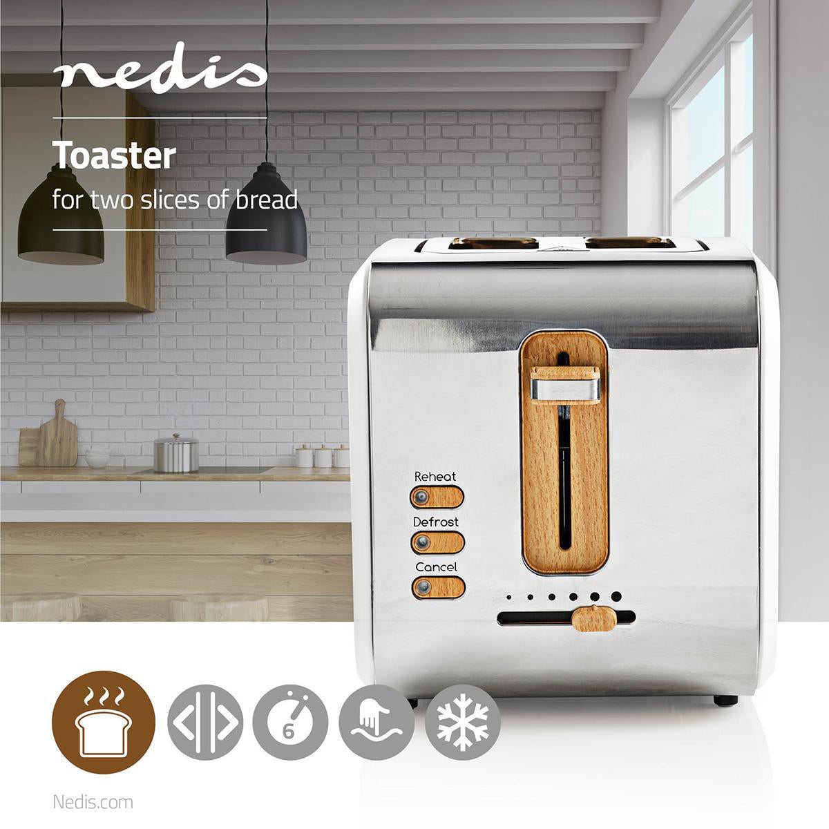 Toaster | Soft Touch Serie | 2 Steckplätze | Bräunungsstufen: 6 | Auftaufunktion | Weiss