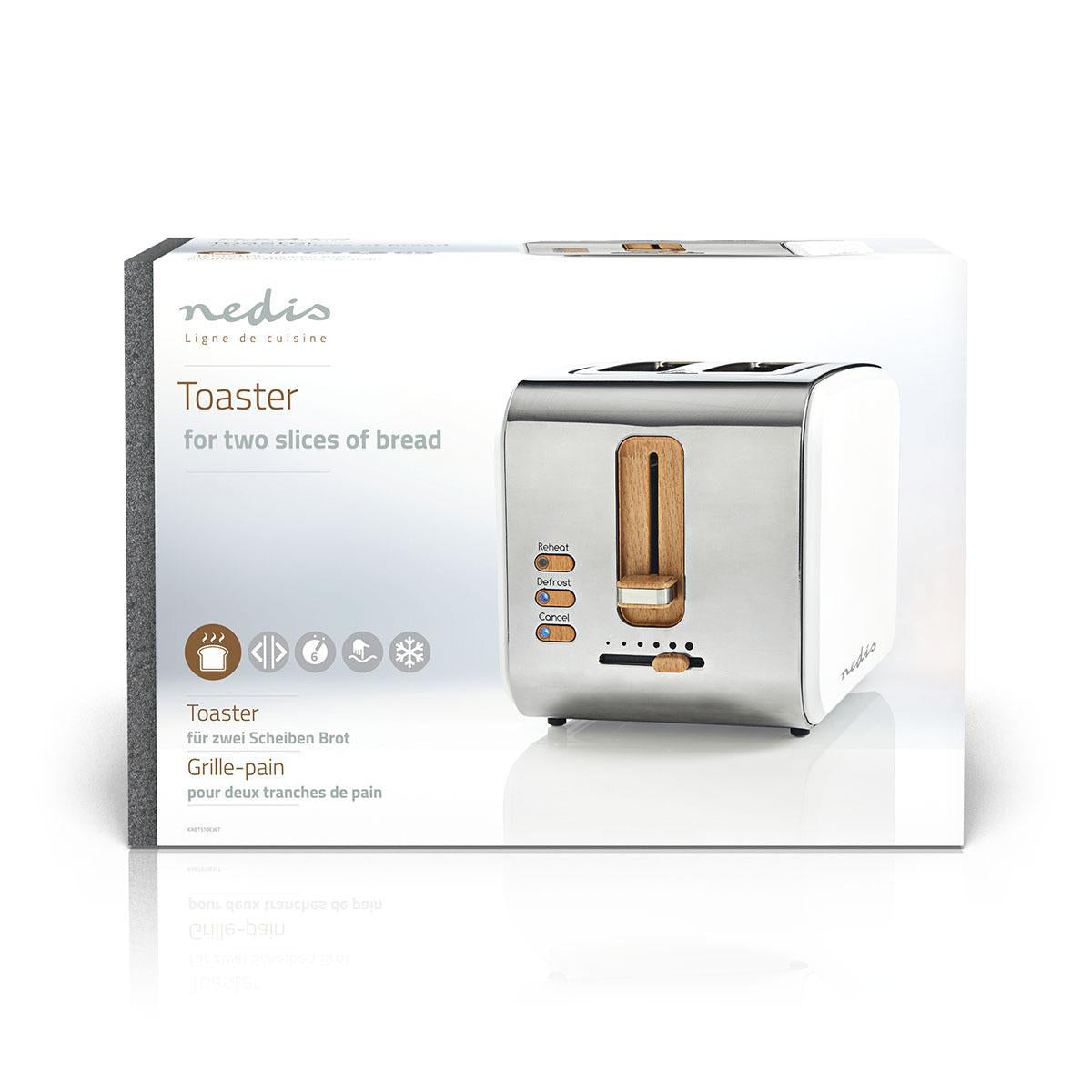 Toaster | Soft Touch Serie | 2 Steckplätze | Bräunungsstufen: 6 | Auftaufunktion | Weiss