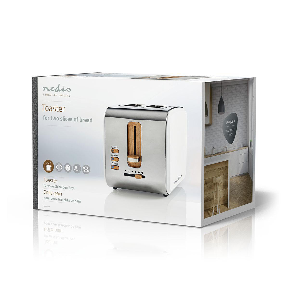 Toaster | Soft Touch Serie | 2 Steckplätze | Bräunungsstufen: 6 | Auftaufunktion | Weiss