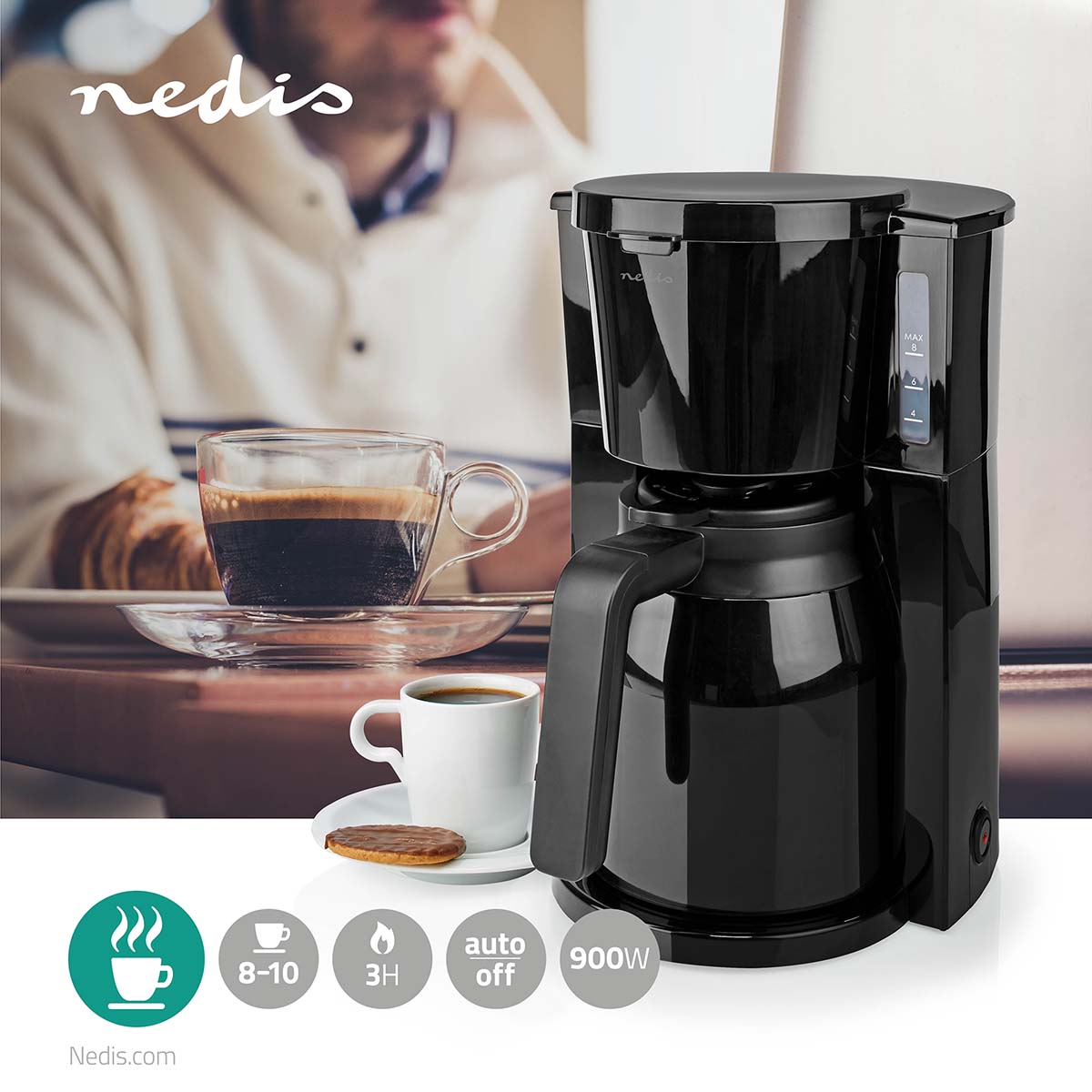 Kaffeemaschine | Filter Kaffee | 1.0 l | 8 Tassen | Schwarz