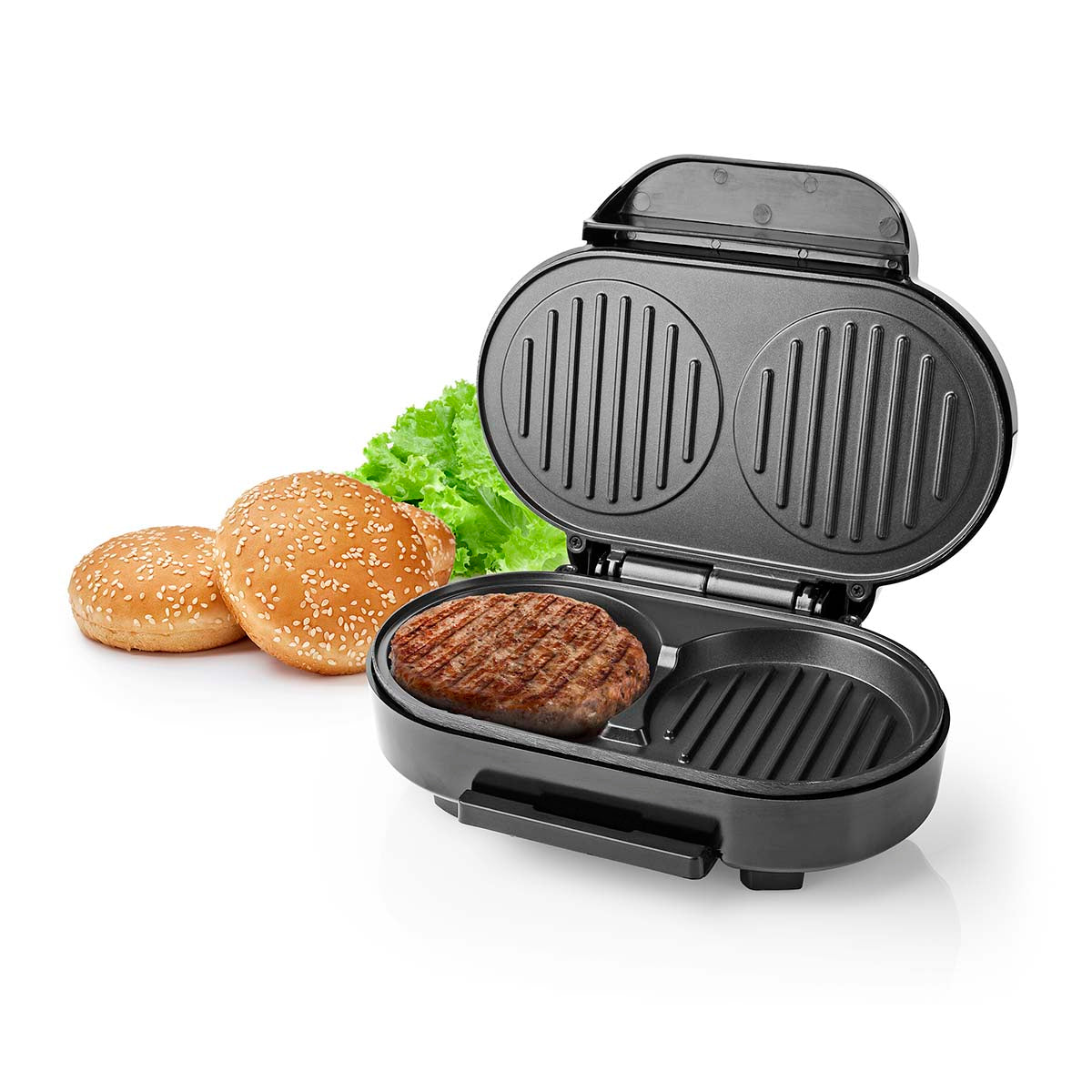 Hamburger Macher | 1000 W | 23.5 x 10.5 cm | Automatischer Temperaturkontrolle | Kunststoff / Metall