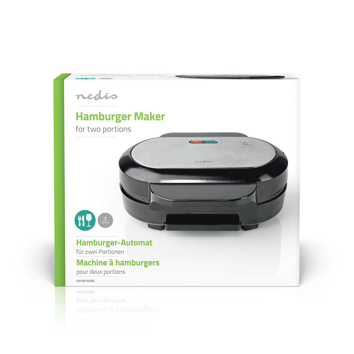 Hamburger Macher | 1000 W | 23.5 x 10.5 cm | Automatischer Temperaturkontrolle | Kunststoff / Metall