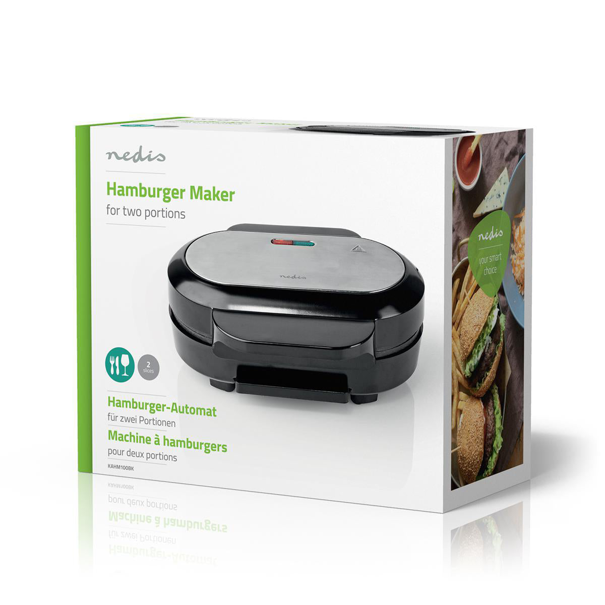 Hamburger Macher | 1000 W | 23.5 x 10.5 cm | Automatischer Temperaturkontrolle | Kunststoff / Metall