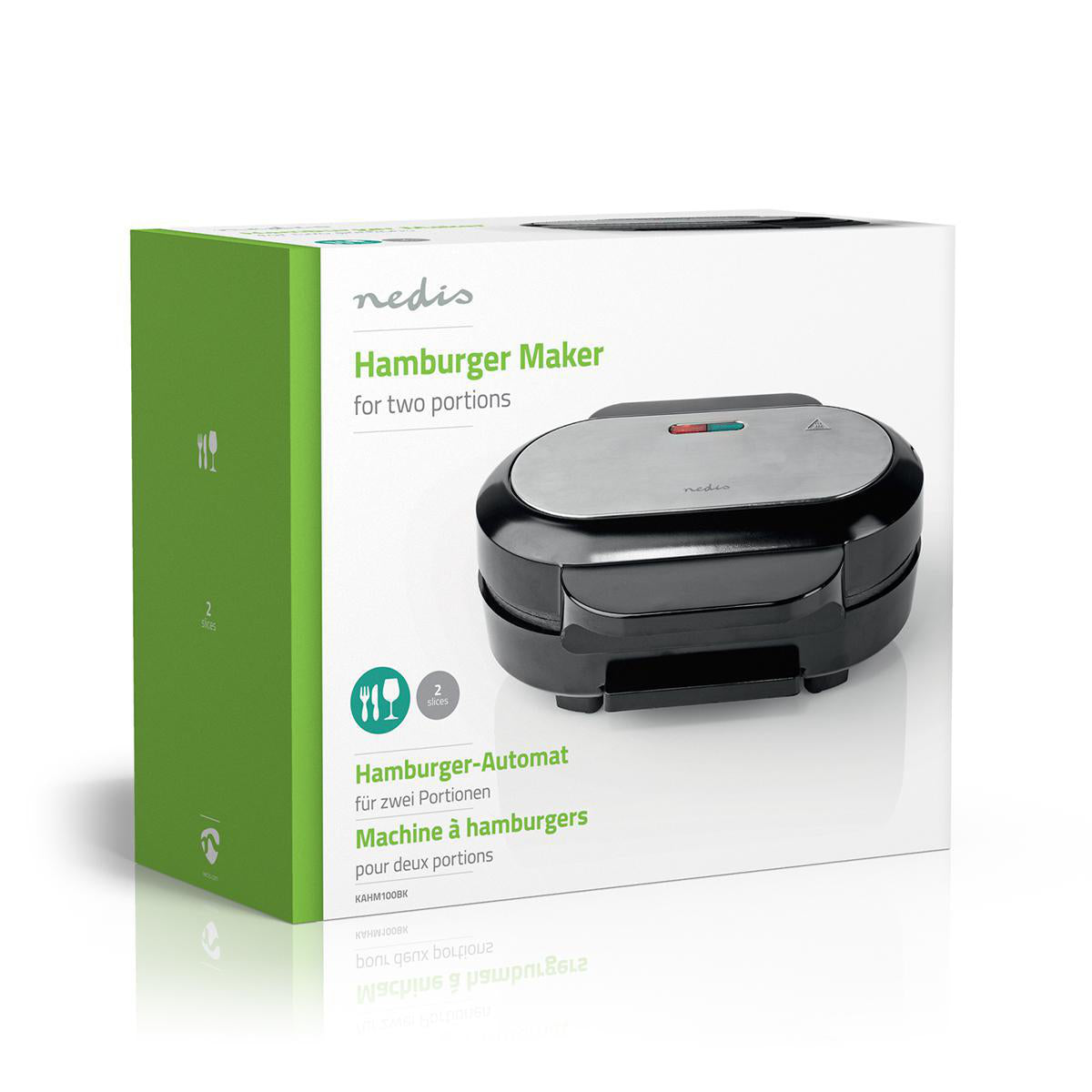 Hamburger Macher | 1000 W | 23.5 x 10.5 cm | Automatischer Temperaturkontrolle | Kunststoff / Metall