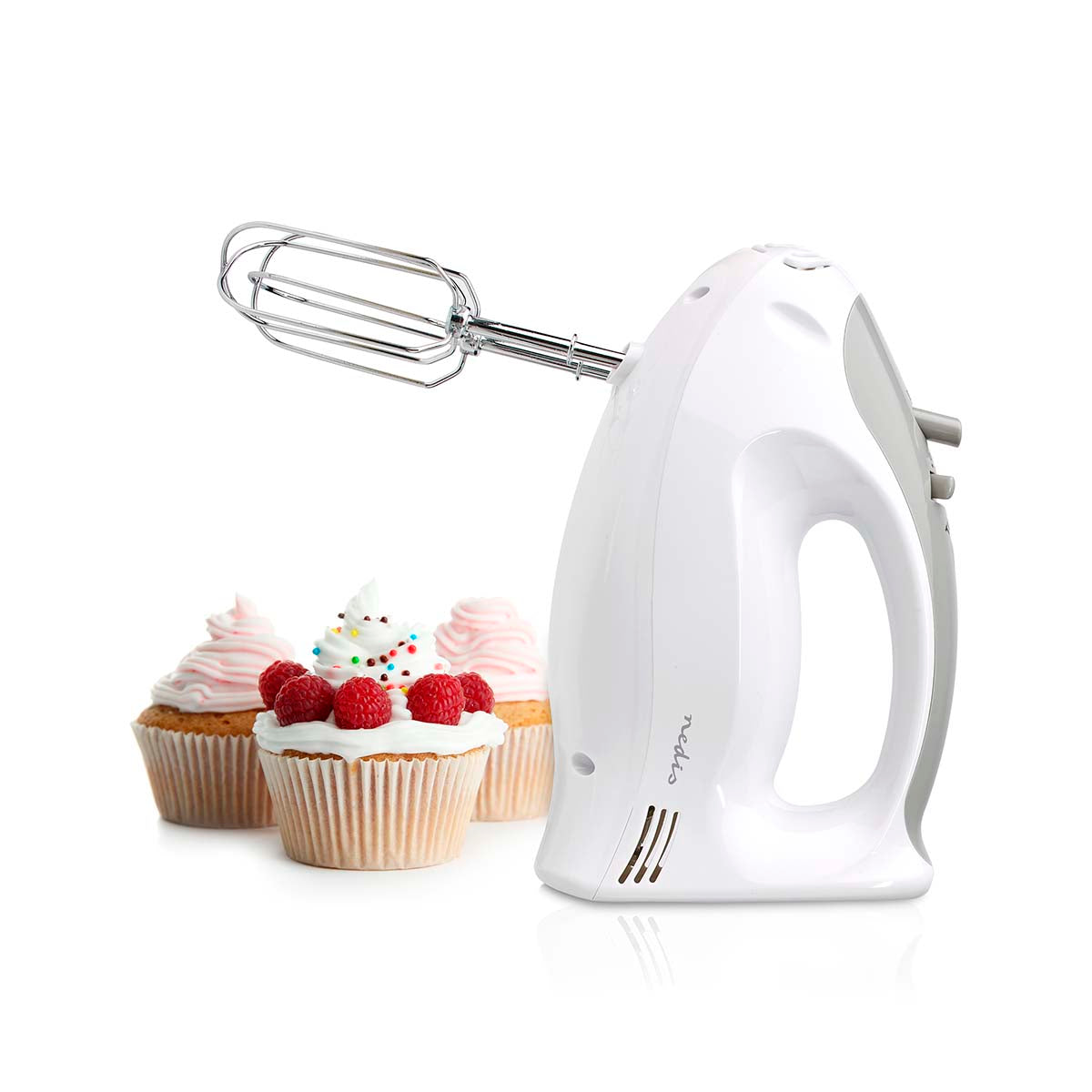 Handmixer | 200 W | 5 Geschindigkeitsstufen | Turbofunktion | 2 Knethaken / 2 Schlägel | Grau / Weiss