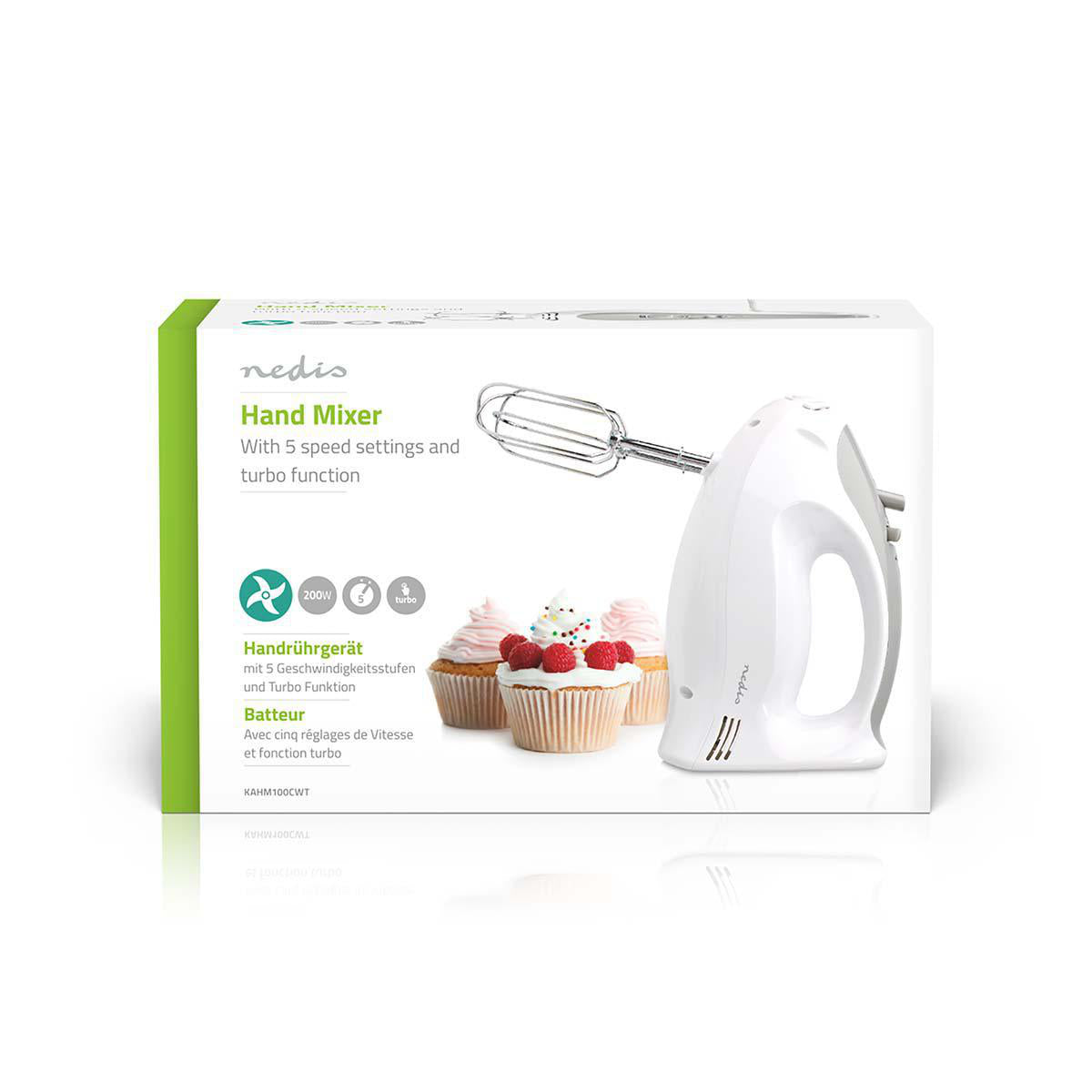 Handmixer | 200 W | 5 Geschindigkeitsstufen | Turbofunktion | 2 Knethaken / 2 Schlägel | Grau / Weiss