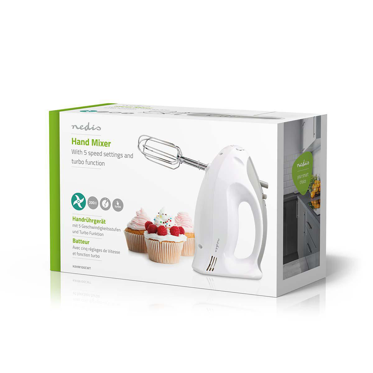 Handmixer | 200 W | 5 Geschindigkeitsstufen | Turbofunktion | 2 Knethaken / 2 Schlägel | Grau / Weiss