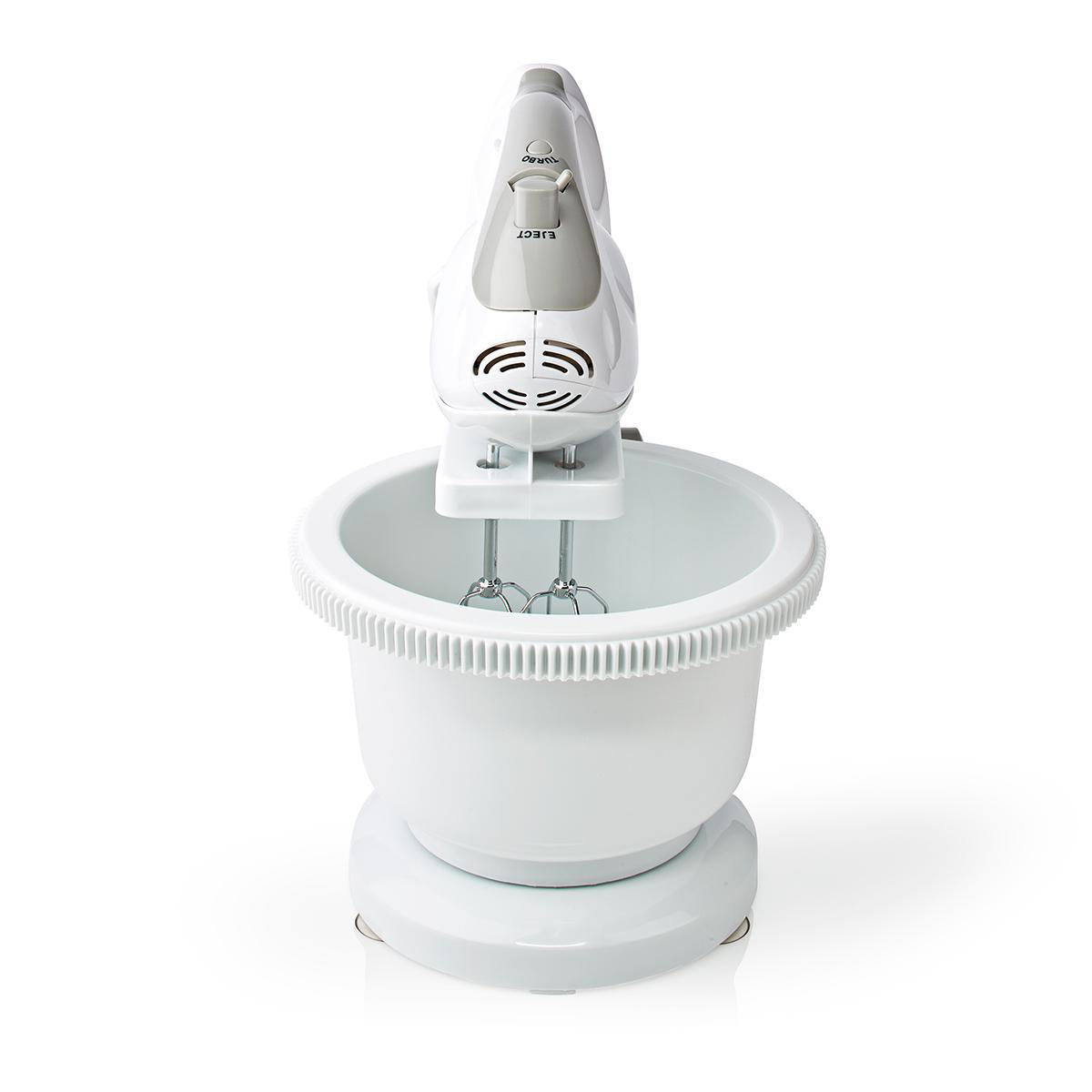 Handmixer | 200 W | 5 Geschindigkeitsstufen | Turbofunktion | Turning Bowl / 2 Knethaken / 2 Schlägel | Grau / Weiss