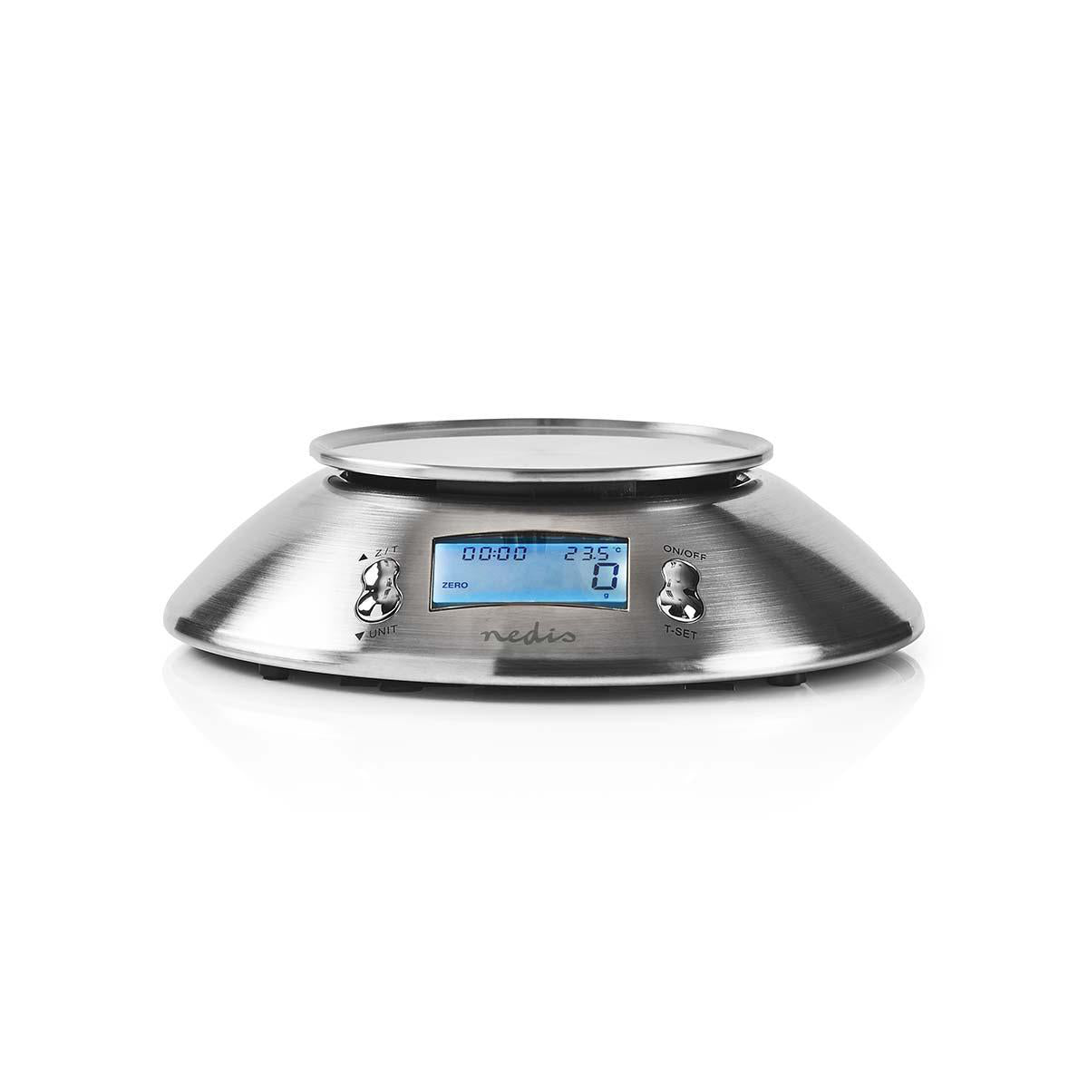 Küchenwaagen | Digital | Edelstahl | Timerfunktion | Thermometer Funktion | Abnehmbare Schale | Silber