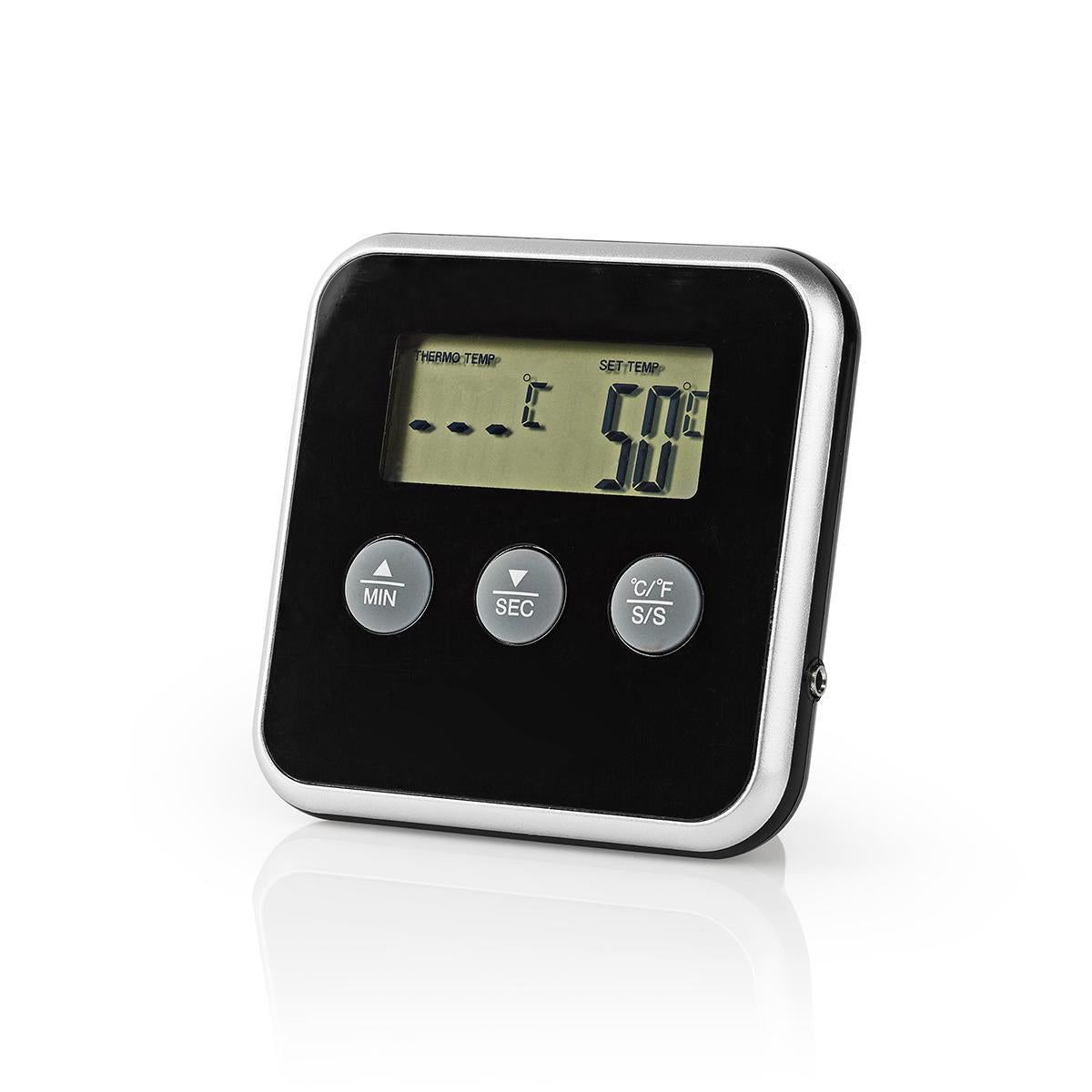 Fleischthermometer | Alarm / Timer | LCD-Anzeige | 0 - 250 °C | Schwarz / Silber