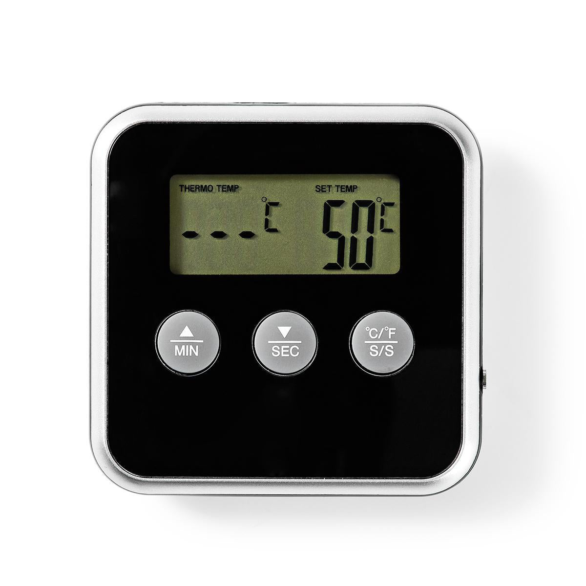 Fleischthermometer | Alarm / Timer | LCD-Anzeige | 0 - 250 °C | Schwarz / Silber