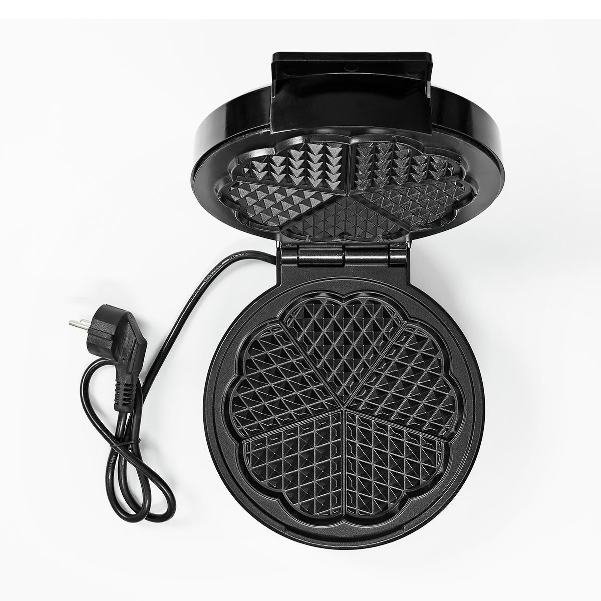 Waffeleisen | 5 Heart shaped waffles | 19 cm | 1000 W | Automatischer Temperaturkontrolle | Aluminium / Kunststoff