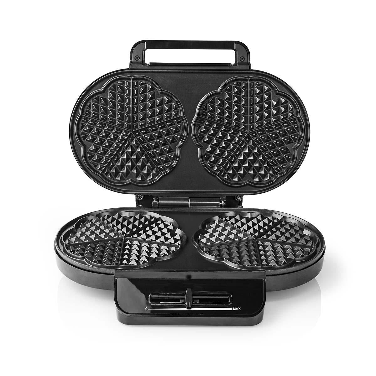 Waffeleisen | 2 x 5 Heart shaped waffles | 12 cm | 1200 W | Automatischer Temperaturkontrolle | Kunststoff / Metall