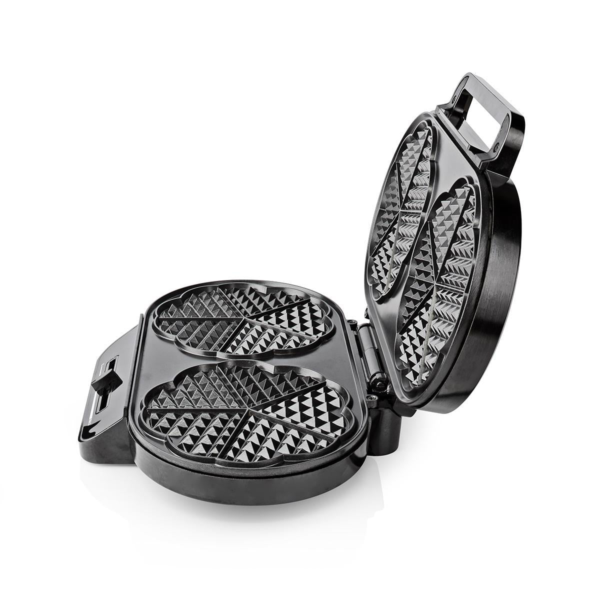 Waffeleisen | 2 x 5 Heart shaped waffles | 12 cm | 1200 W | Automatischer Temperaturkontrolle | Kunststoff / Metall