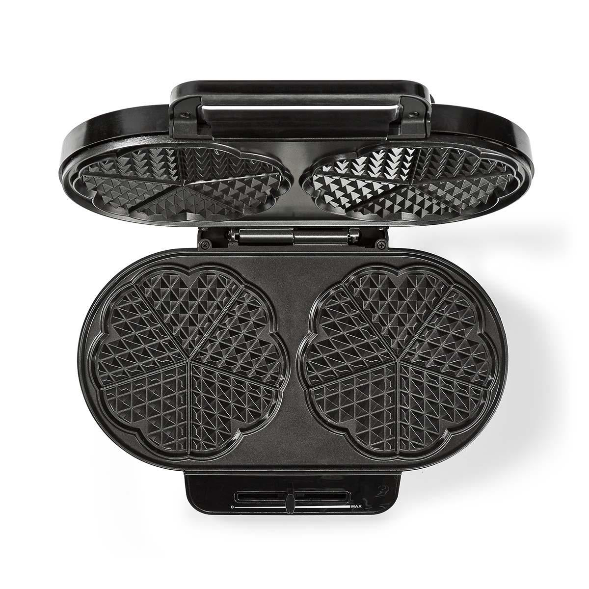 Waffeleisen | 2 x 5 Heart shaped waffles | 12 cm | 1200 W | Automatischer Temperaturkontrolle | Kunststoff / Metall