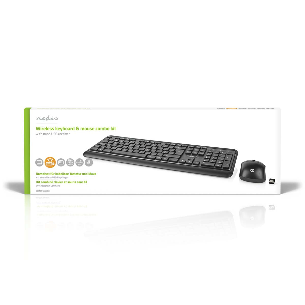 Maus und Tastatur-Set | Wireless | Maus- und Tastaturverbindung: USB | 800 / 1200 / 1600 dpi | Einstellbar DPI | AZERTY | BE-Layout