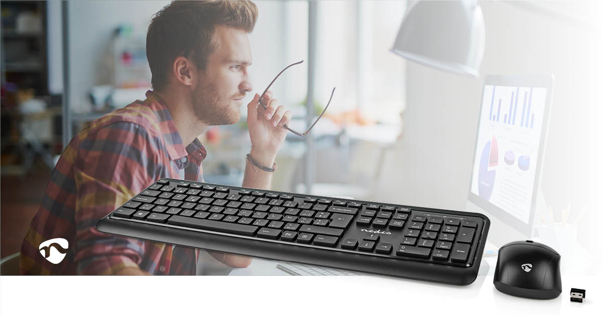 Maus und Tastatur-Set | Wireless | Maus- und Tastaturverbindung: USB | 800 / 1200 / 1600 dpi | Einstellbar DPI | AZERTY | BE-Layout