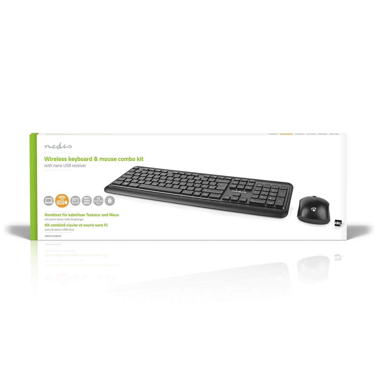 Maus und Tastatur-Set | Wireless | Maus- und Tastaturverbindung: USB | 800 / 1200 / 1600 dpi | Einstellbar DPI | AZERTY | FR-Layout