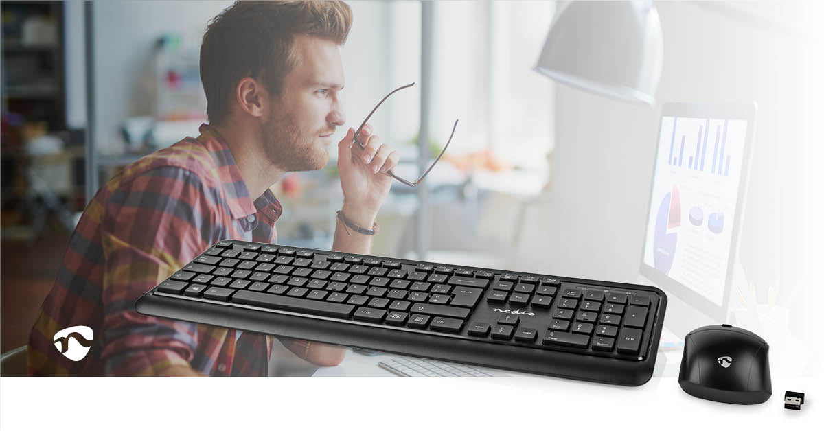 Maus und Tastatur-Set | Wireless | Maus- und Tastaturverbindung: USB | 800 / 1200 / 1600 dpi | Einstellbar DPI | AZERTY | FR-Layout