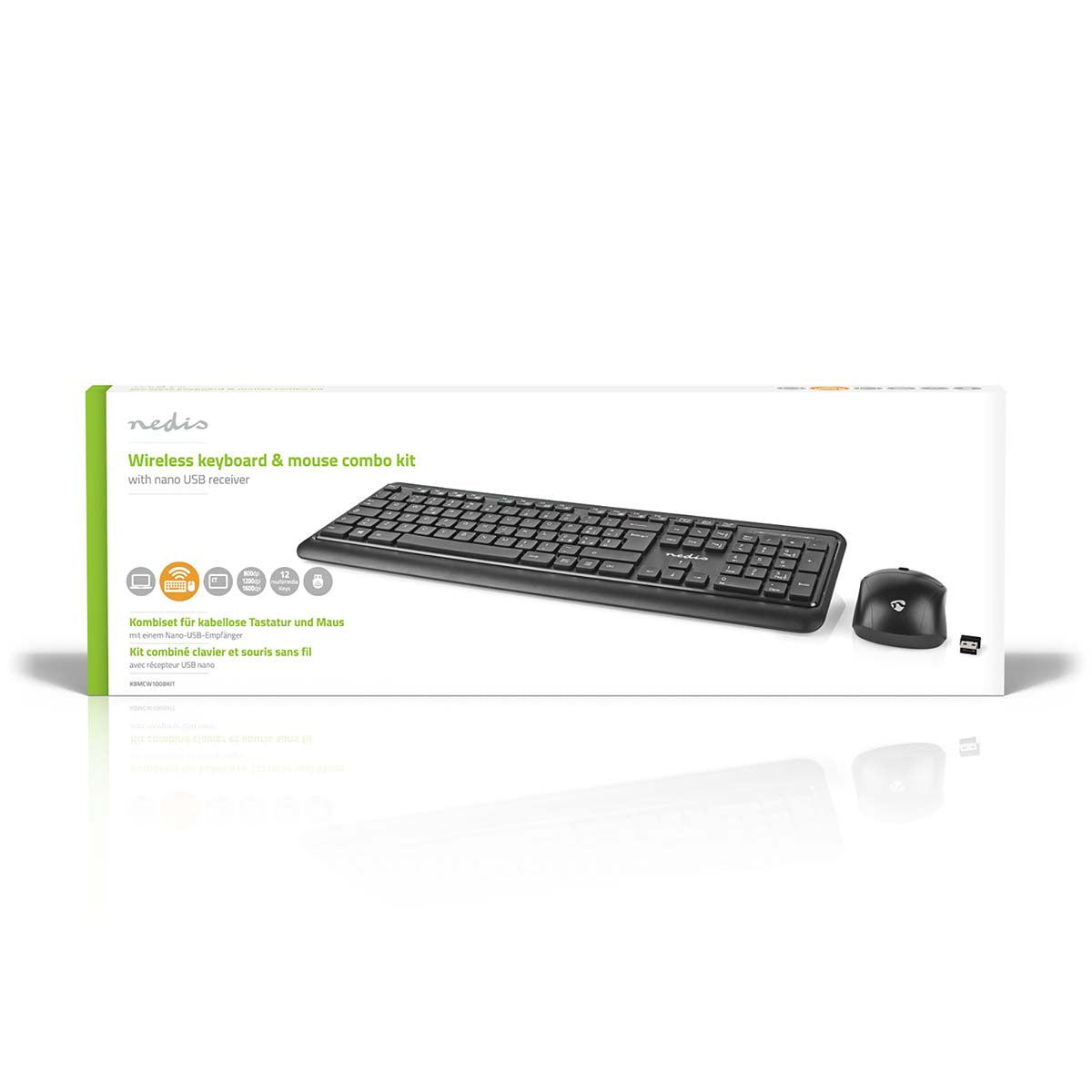 Maus und Tastatur-Set | Wireless | Maus- und Tastaturverbindung: USB | 800 / 1200 / 1600 dpi | Einstellbar DPI | QWERTY | IT-Layout