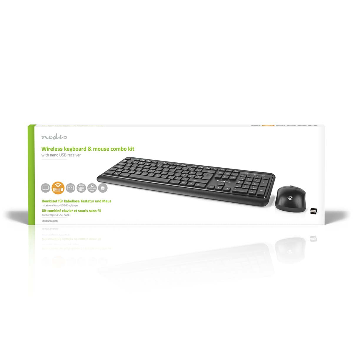 Maus und Tastatur-Set | Wireless | Maus- und Tastaturverbindung: USB | 800 / 1200 / 1600 dpi | Einstellbar DPI | QWERTY | ND-Layout