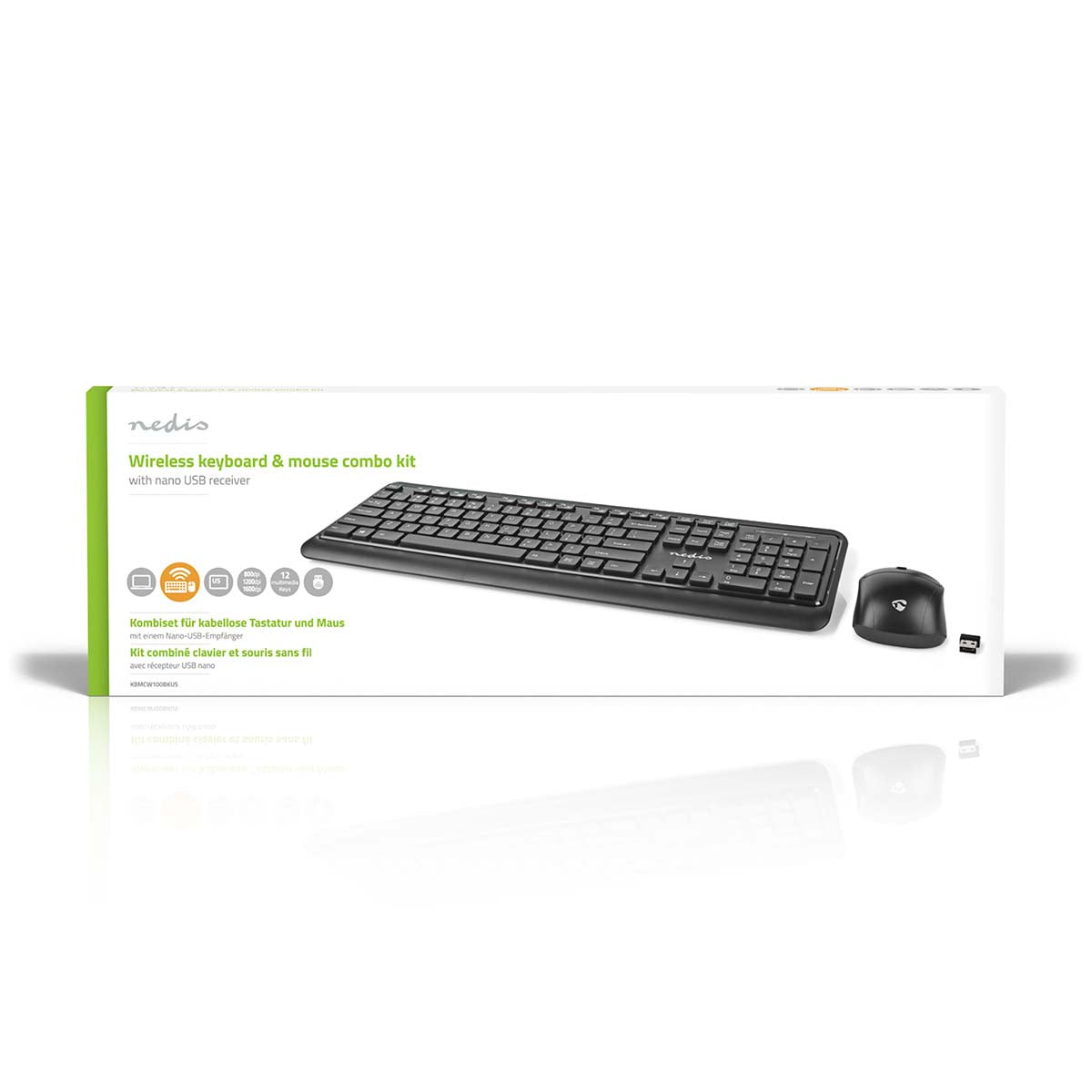 Maus und Tastatur-Set | Wireless | Maus- und Tastaturverbindung: USB | 800 / 1200 / 1600 dpi | Einstellbar DPI | QWERTY | US-Layout