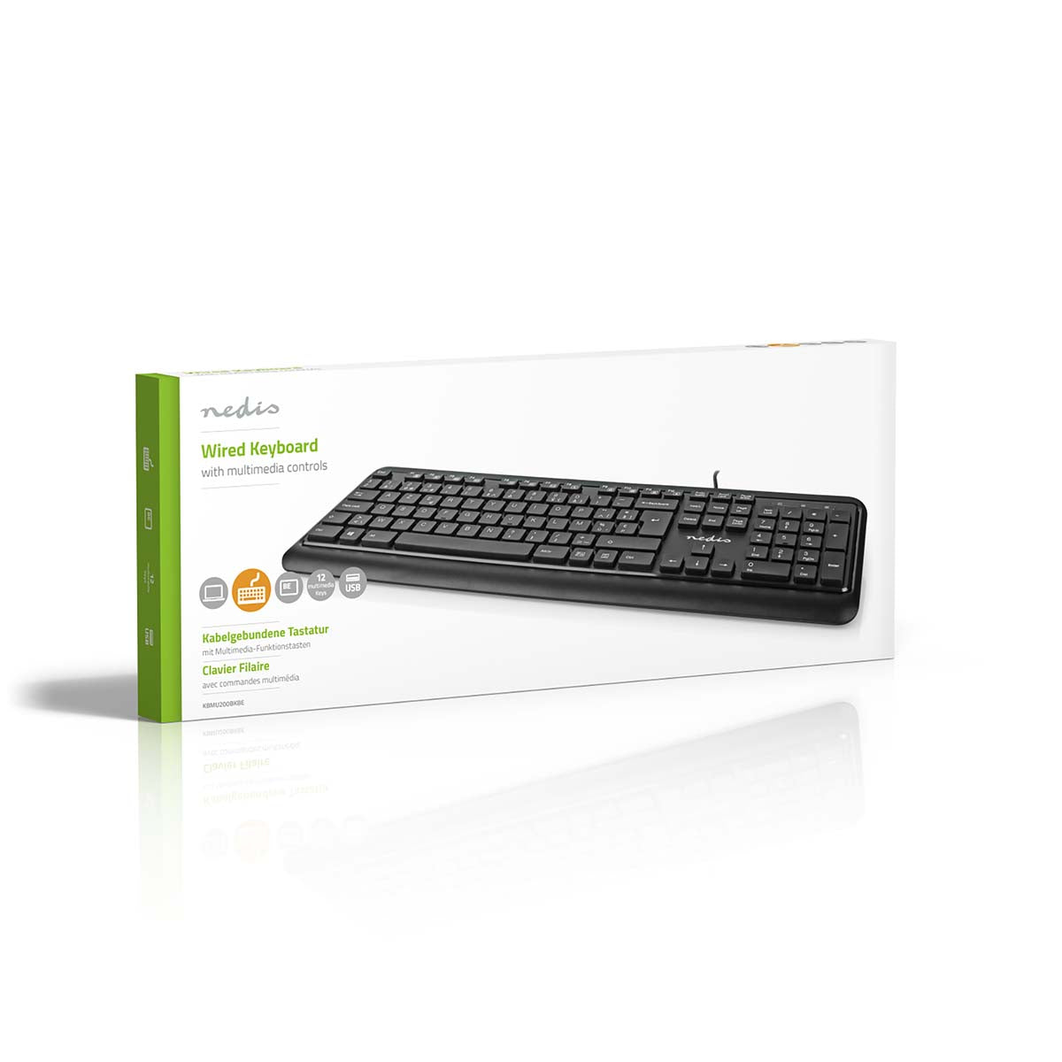 Kabelgebundenes Keyboard | USB-A | Multimedia | AZERTY | BE-Layout | Numerische Tastatur