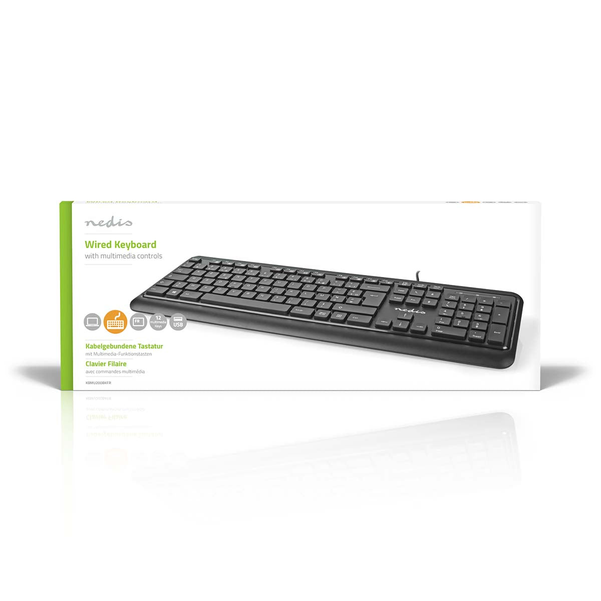 Kabelgebundenes Keyboard | USB-A | Multimedia | AZERTY | FR-Layout | Numerische Tastatur