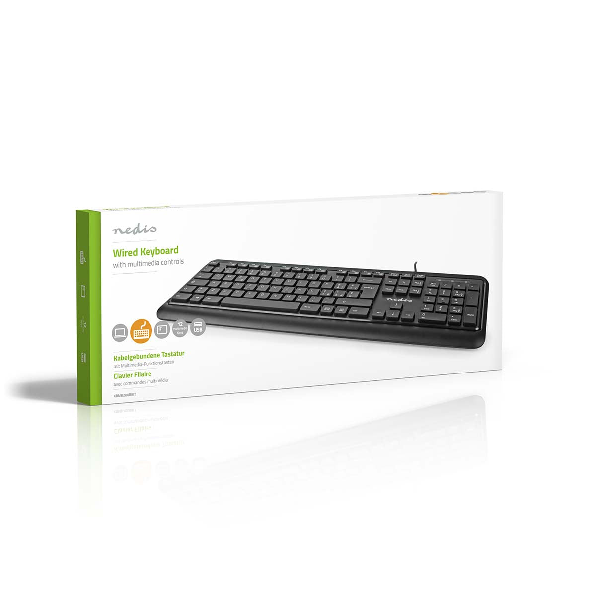 Kabelgebundenes Keyboard | USB-A | Multimedia | QWERTY | IT-Layout | Numerische Tastatur