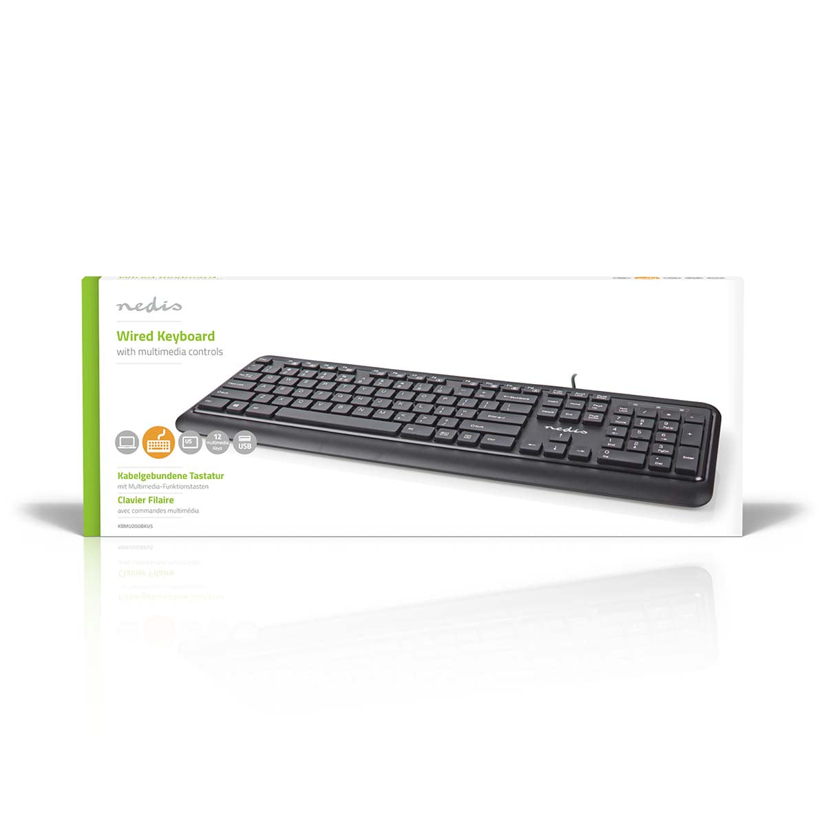 Kabelgebundenes Keyboard | USB-A | Multimedia | QWERTY | US-Layout | Numerische Tastatur