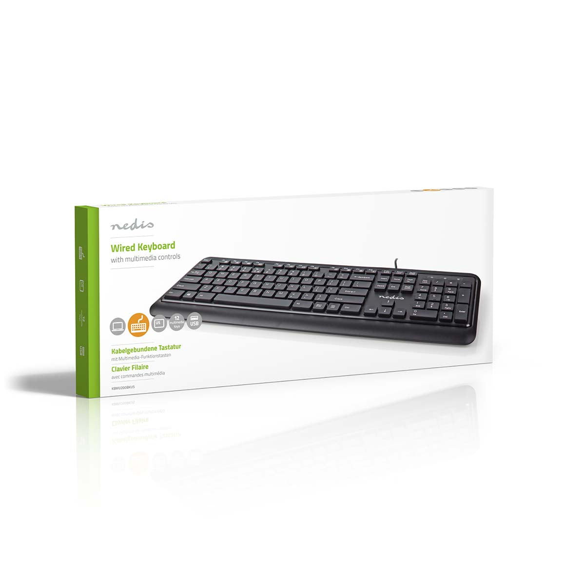 Kabelgebundenes Keyboard | USB-A | Multimedia | QWERTY | US-Layout | Numerische Tastatur