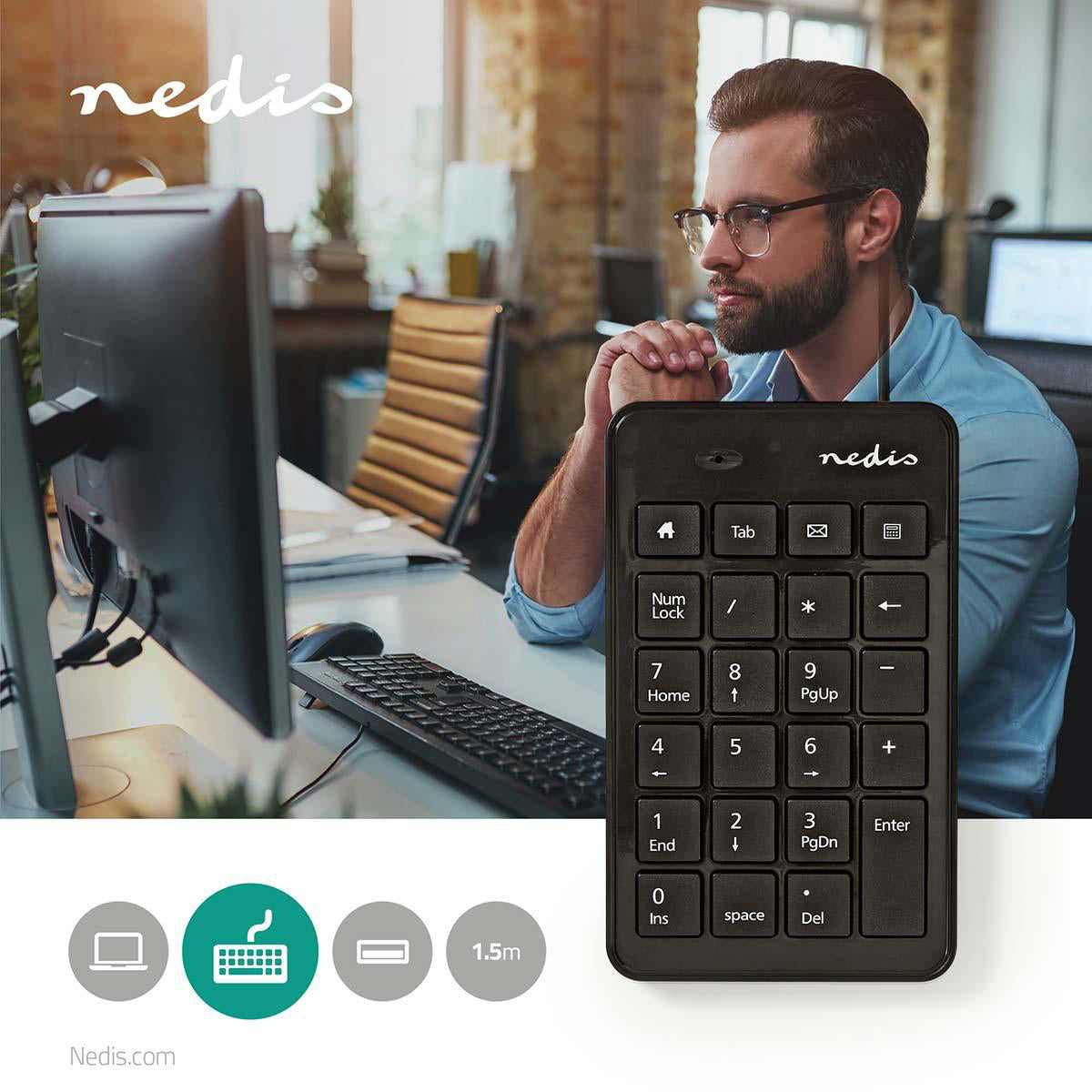 Kabelgebundenes Keyboard | USB-A | Büro | Einhändig | numerisch | Numerische Tastatur