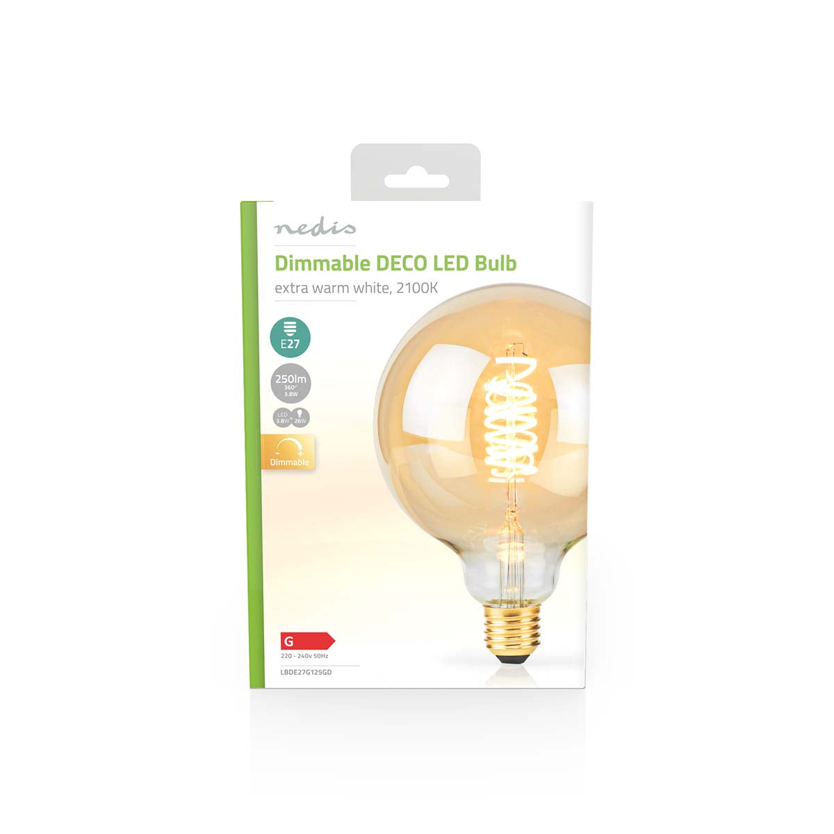 LED-Filament-Lampe E27 | G125 | 3.8 W | 250 lm | 2100 K | Dimmbar | Extra warmweiß | Retro Style | 1 Stück