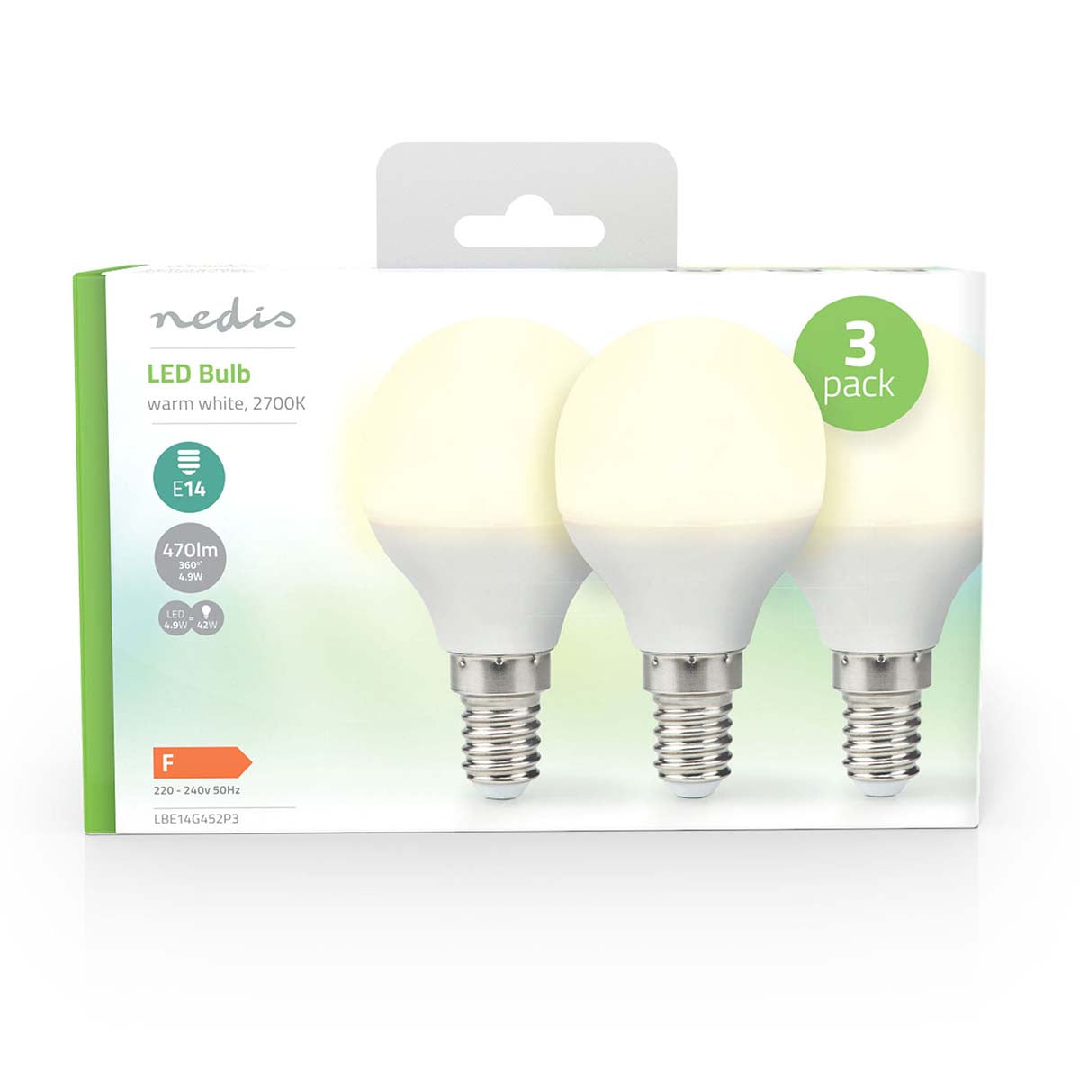 LED-Lampe E14 | G45 | 4.9 W | 470 lm | 2700 K | Warmweiss | Matte lampe | 3 Stück