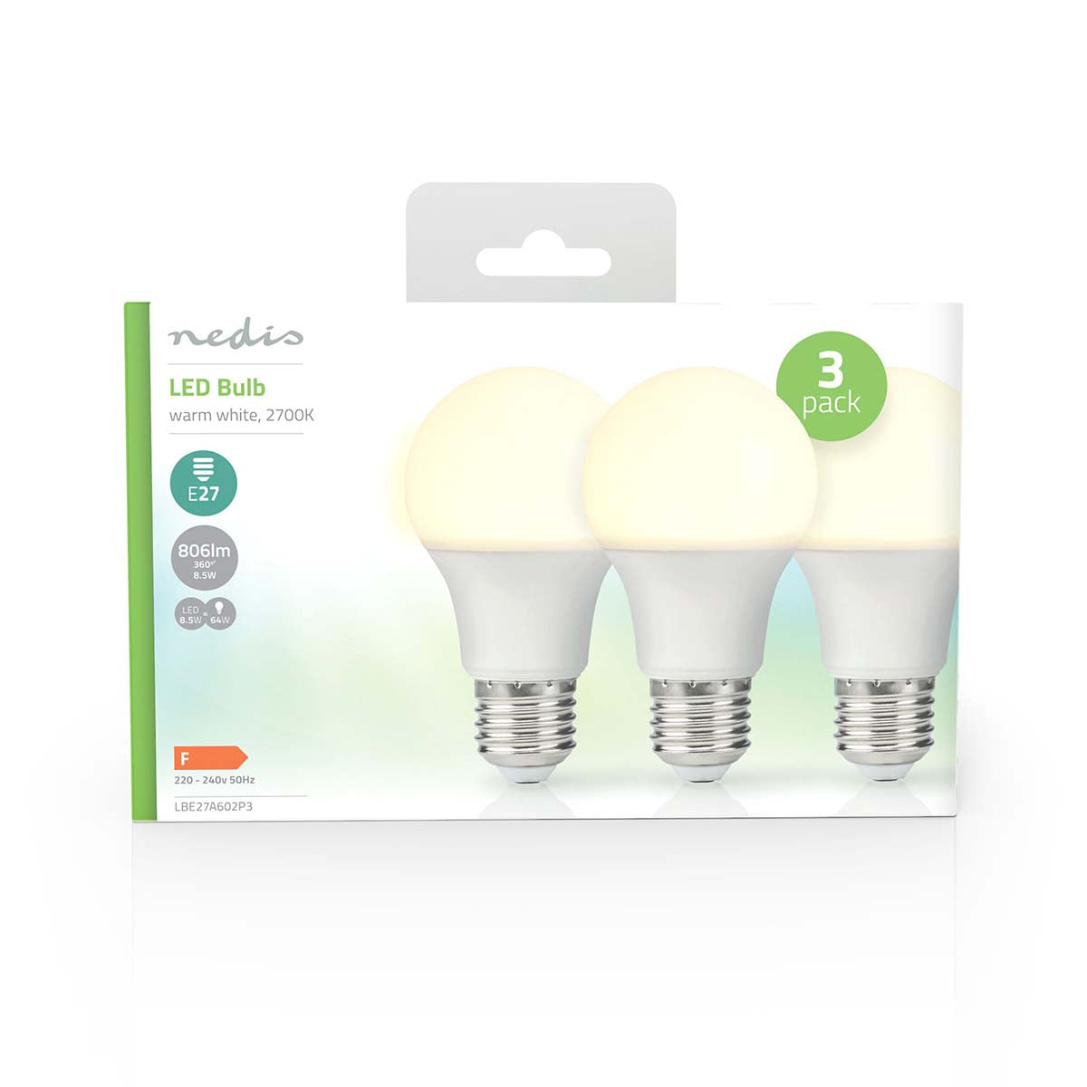 LED-Lampe E27 | A60 | 8.0 W | 806 lm | 2700 K | Warmweiss | Retro Style | Matte lampe | 3 Stück