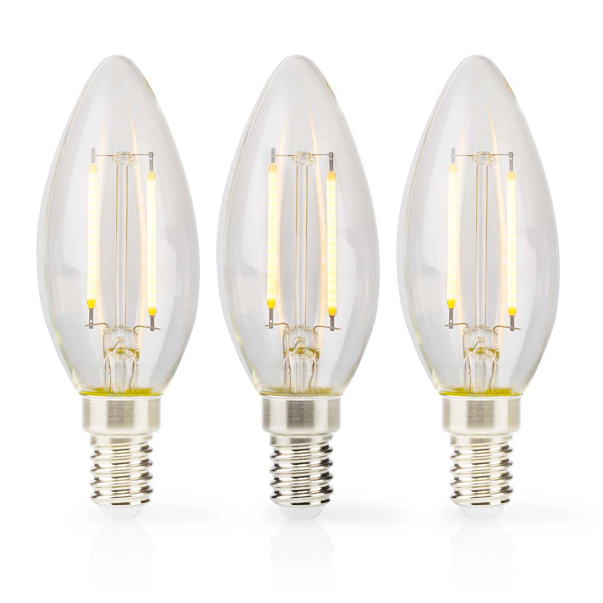 LED-Filament-Lampe E14 | Kerze | 2 W | 250 lm | 2700 K | Warmweiss | Retro Style | 3 Stück | Klar