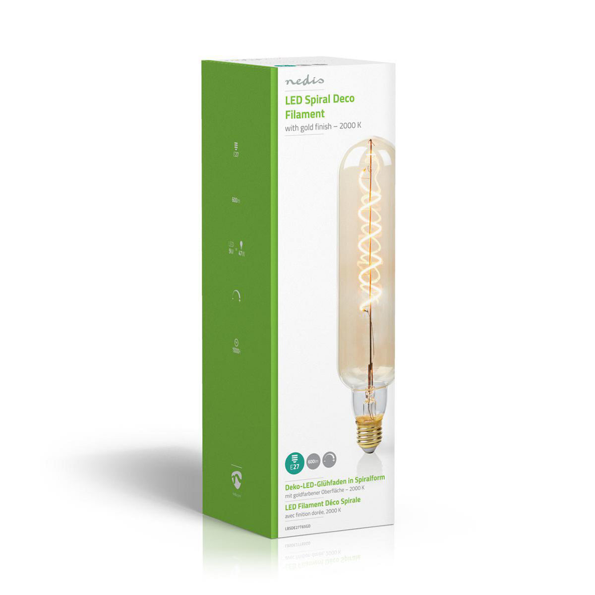 LED-Filament-Lampe E27 | T65 | 8.5 W | 600 lm | 2000 K | Dimmbar | Mit Gold Finish | Retro Style | 1 Stück