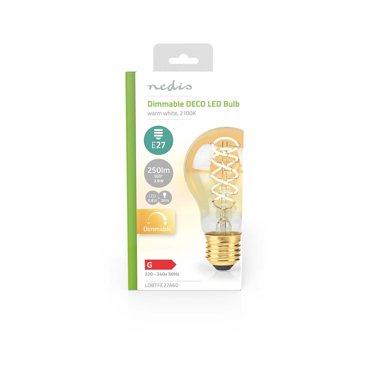 LED-Filament-Lampe E27 | A60 | 3.8 W | 250 lm | 2100 K | Dimmbar | Extra warmweiß | Retro Style | 1 Stück