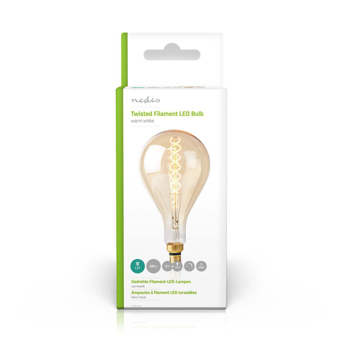 LED-Filament-Lampe E27 | A160 | 5 W | 280 lm | 2000 K | Dimmbar | Warmweiss | Retro Style | 1 Stück