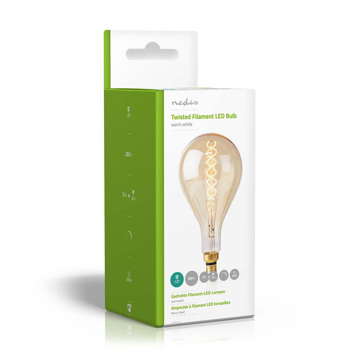 LED-Filament-Lampe E27 | A160 | 5 W | 280 lm | 2000 K | Dimmbar | Warmweiss | Retro Style | 1 Stück