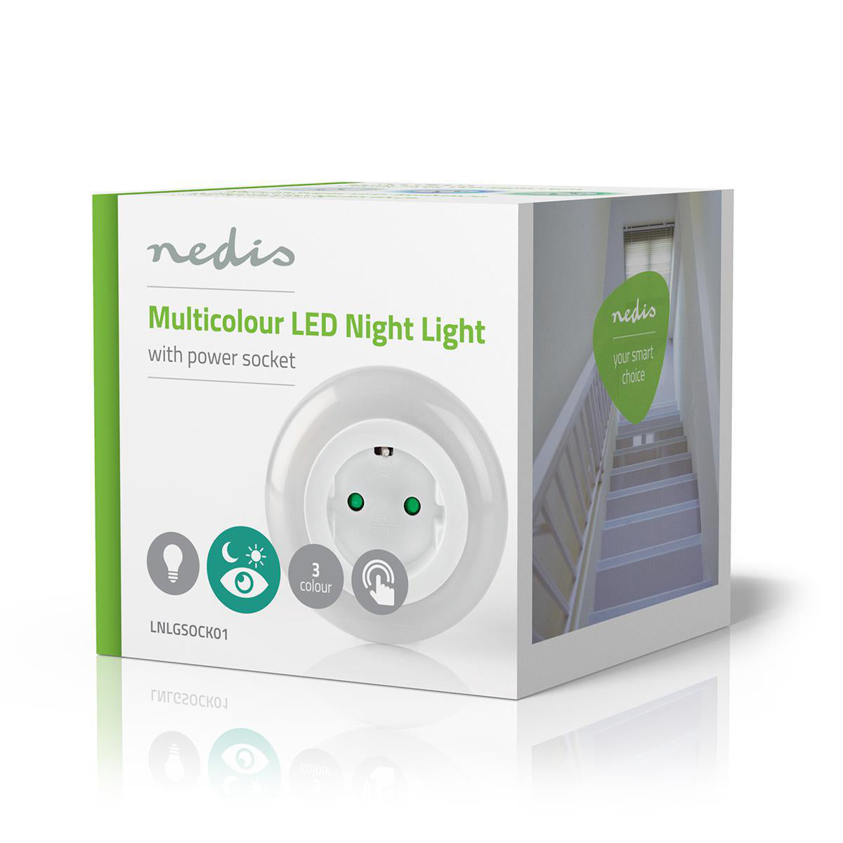 Plug-In-LED-Nachtlicht | Tag/Nacht Sensor | 3680 W | 10 lm | Blau / Grün / Weiss