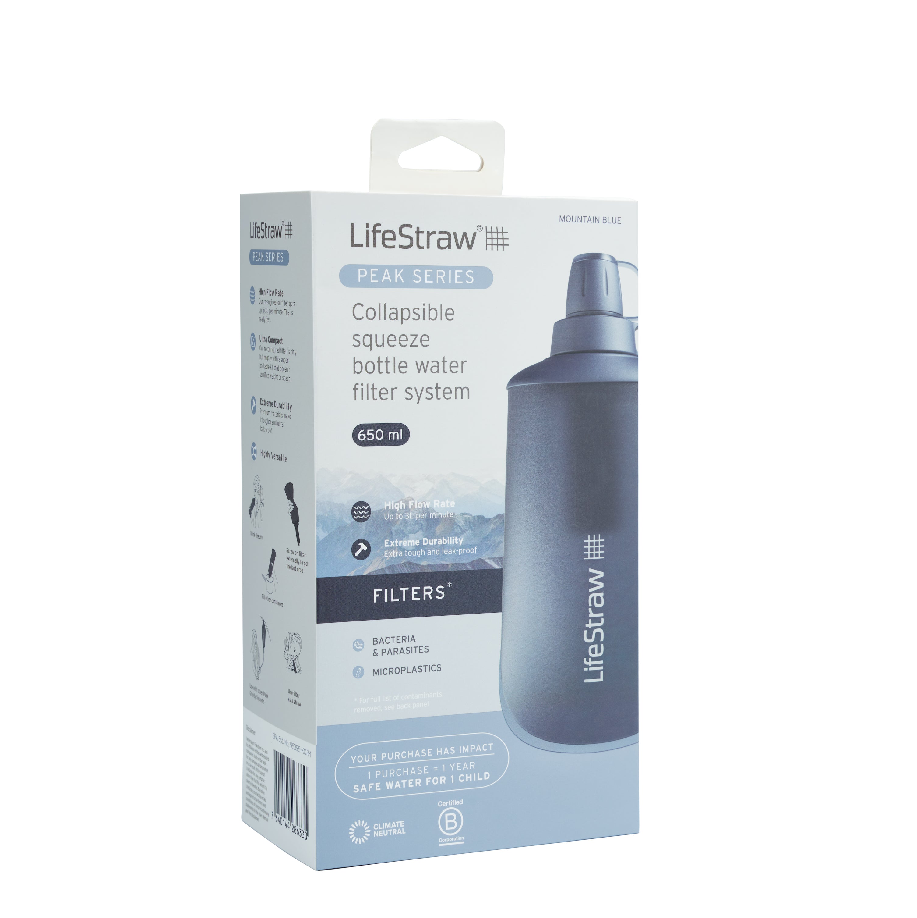 LifeStraw Peak Squeeze Bottle 650ml (blue)