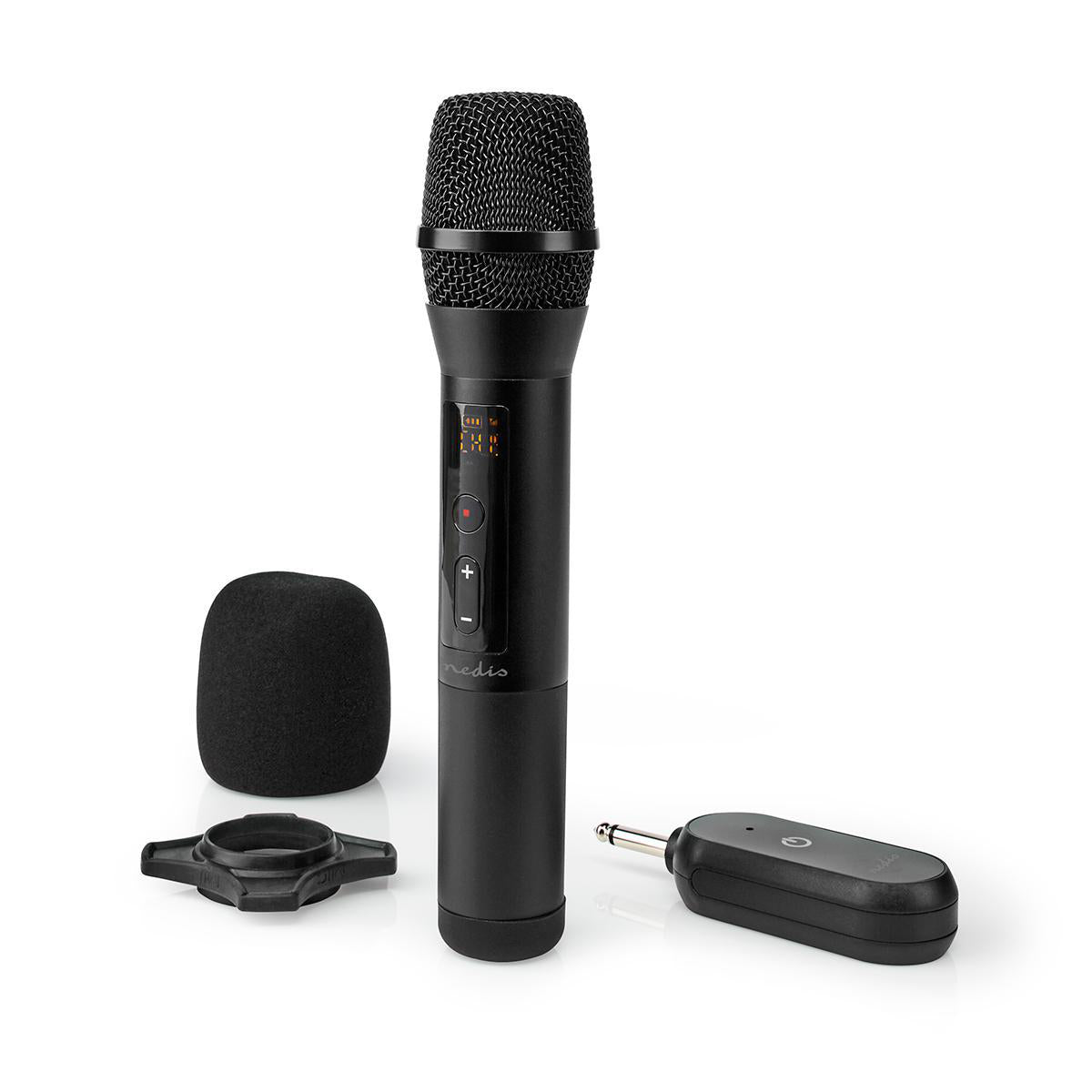 Wireless-Mikrofon-Set | 20 Kanäle | 1 Mikrofon | Cardioid | 70 Hz - 13 kHz | 1000 Ohm | -95 dB | Lautstärke-Regler | Schwarz