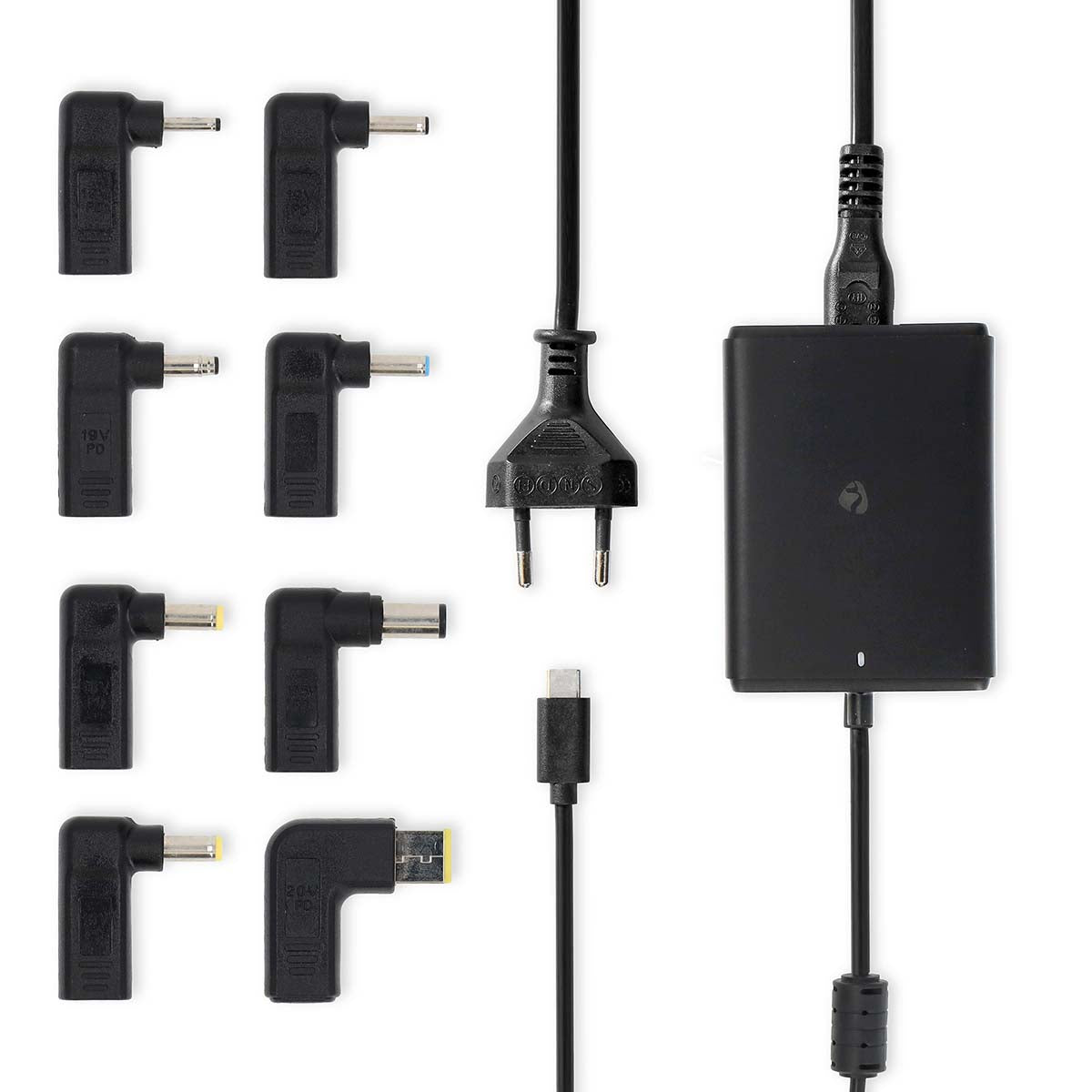 Notebook Adapter | GaN | 100 W | 5 / 9 / 12 / 15 / 20 V DC | 3.0 / 5.0 A | Benutzt für: Notebook / Smartphone / Tablet | Euro / Typ-C (CEE 7/16)